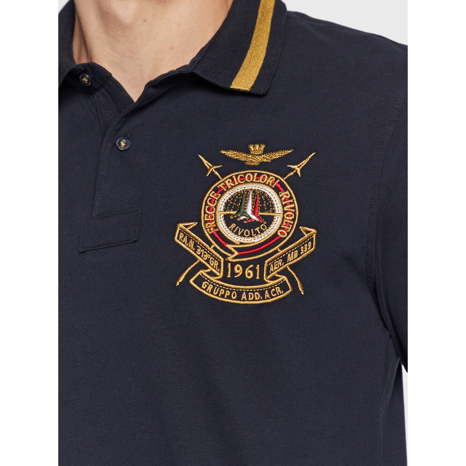 Aeronautica Militare Тениска с яка и копчета 222PO1655J564 Тъмносин Regular Fit - Pepit.bg