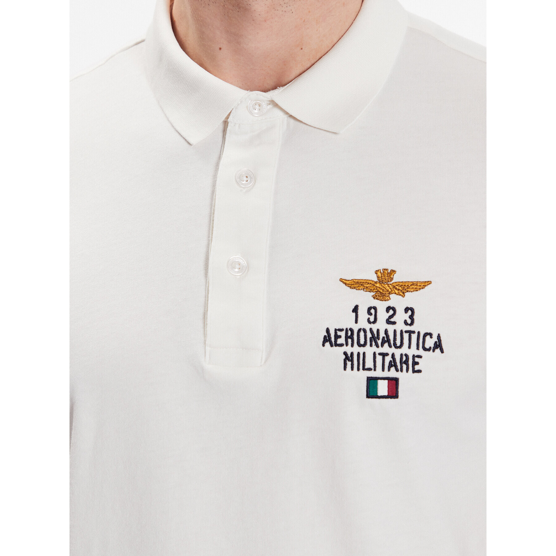 Aeronautica Militare Тениска с яка и копчета 231PO1670J581 Бял Regular Fit - Pepit.bg