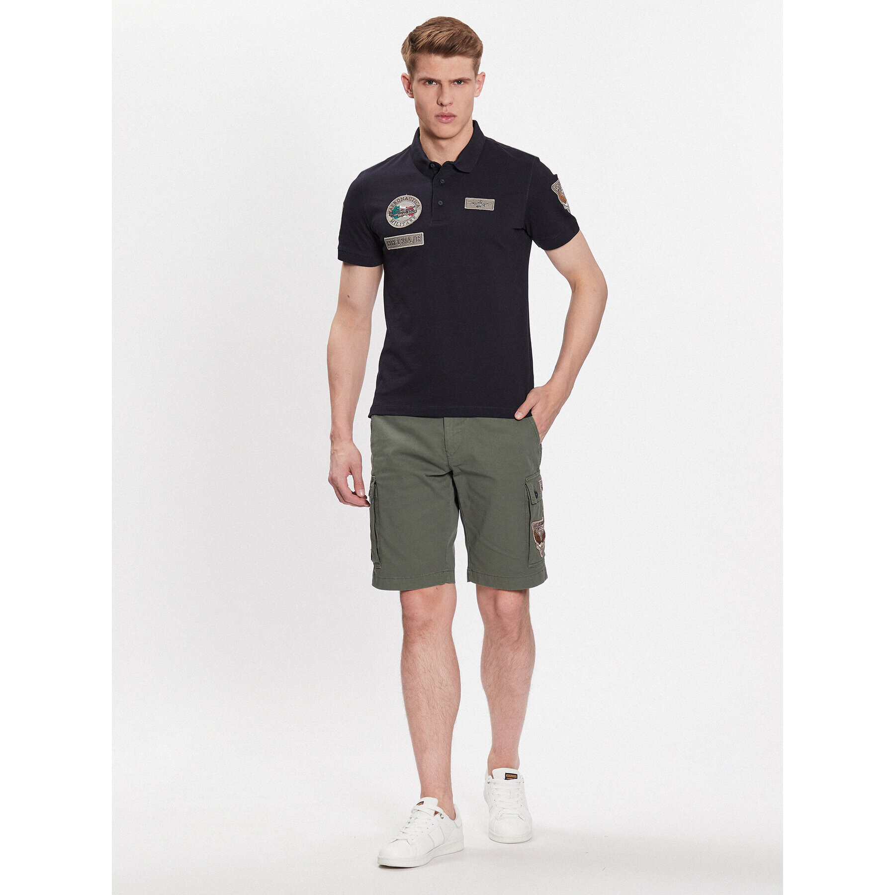 Aeronautica Militare Тениска с яка и копчета 231PO1682P192 Тъмносин Regular Fit - Pepit.bg