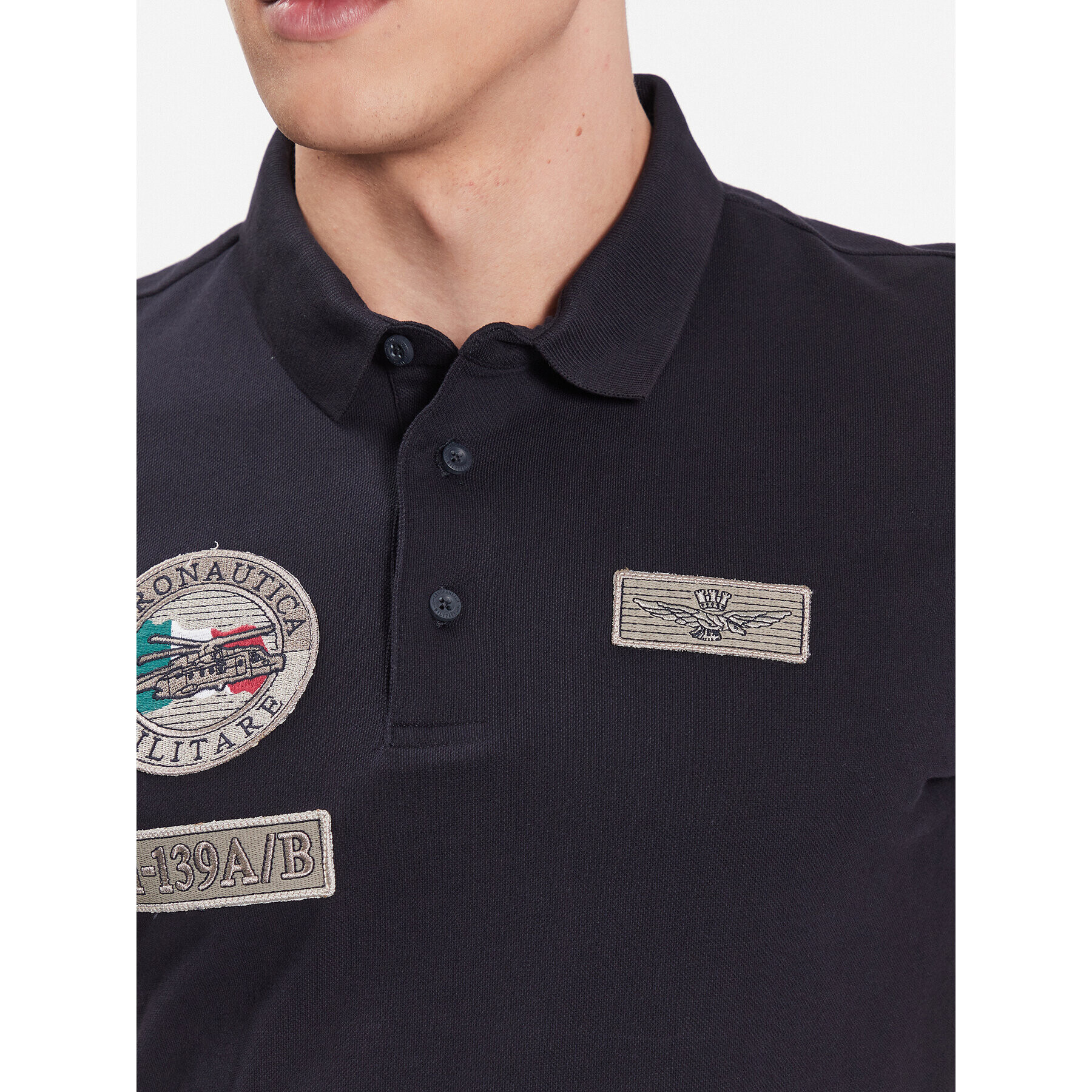 Aeronautica Militare Тениска с яка и копчета 231PO1682P192 Тъмносин Regular Fit - Pepit.bg