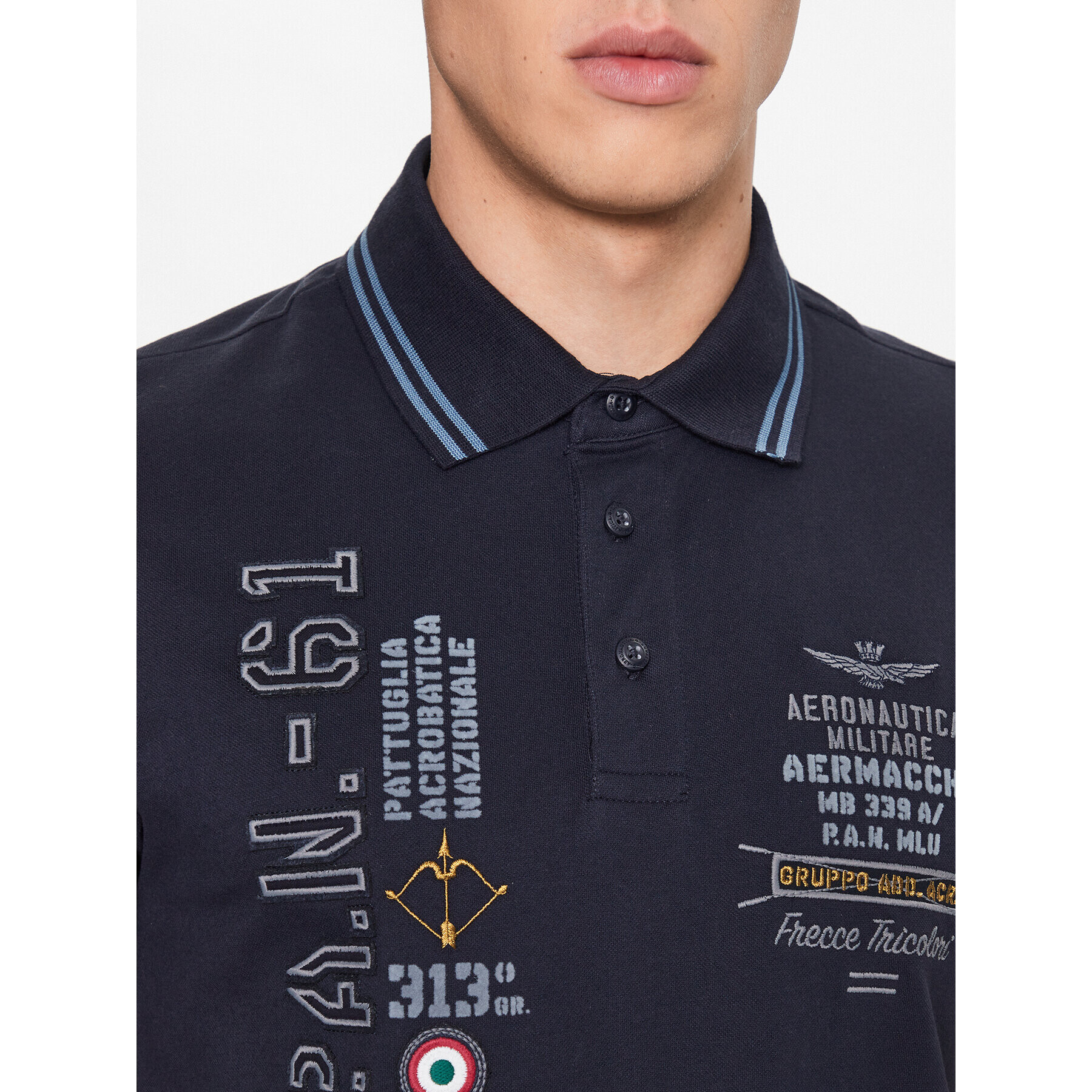 Aeronautica Militare Тениска с яка и копчета 231PO1686P173 Тъмносин Regular Fit - Pepit.bg