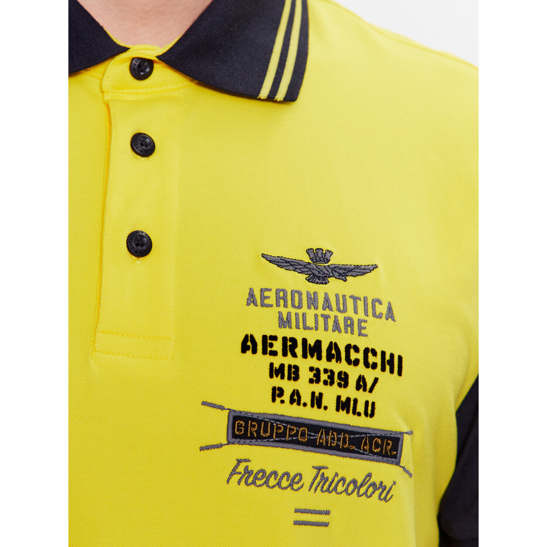 Aeronautica Militare Тениска с яка и копчета 231PO1686P173 Жълт Regular Fit - Pepit.bg