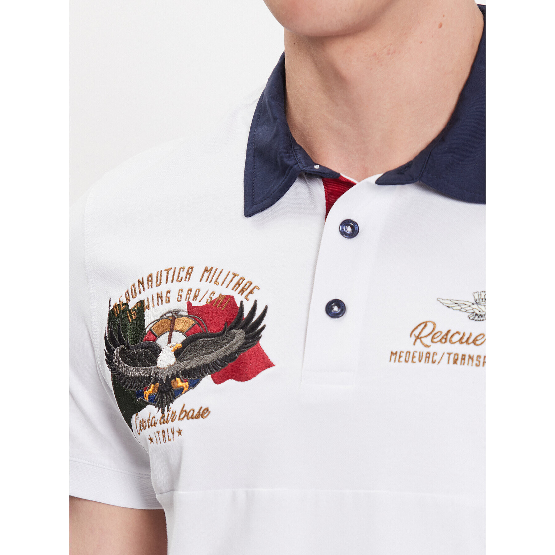 Aeronautica Militare Тениска с яка и копчета 231PO1693J595 Бял Regular Fit - Pepit.bg