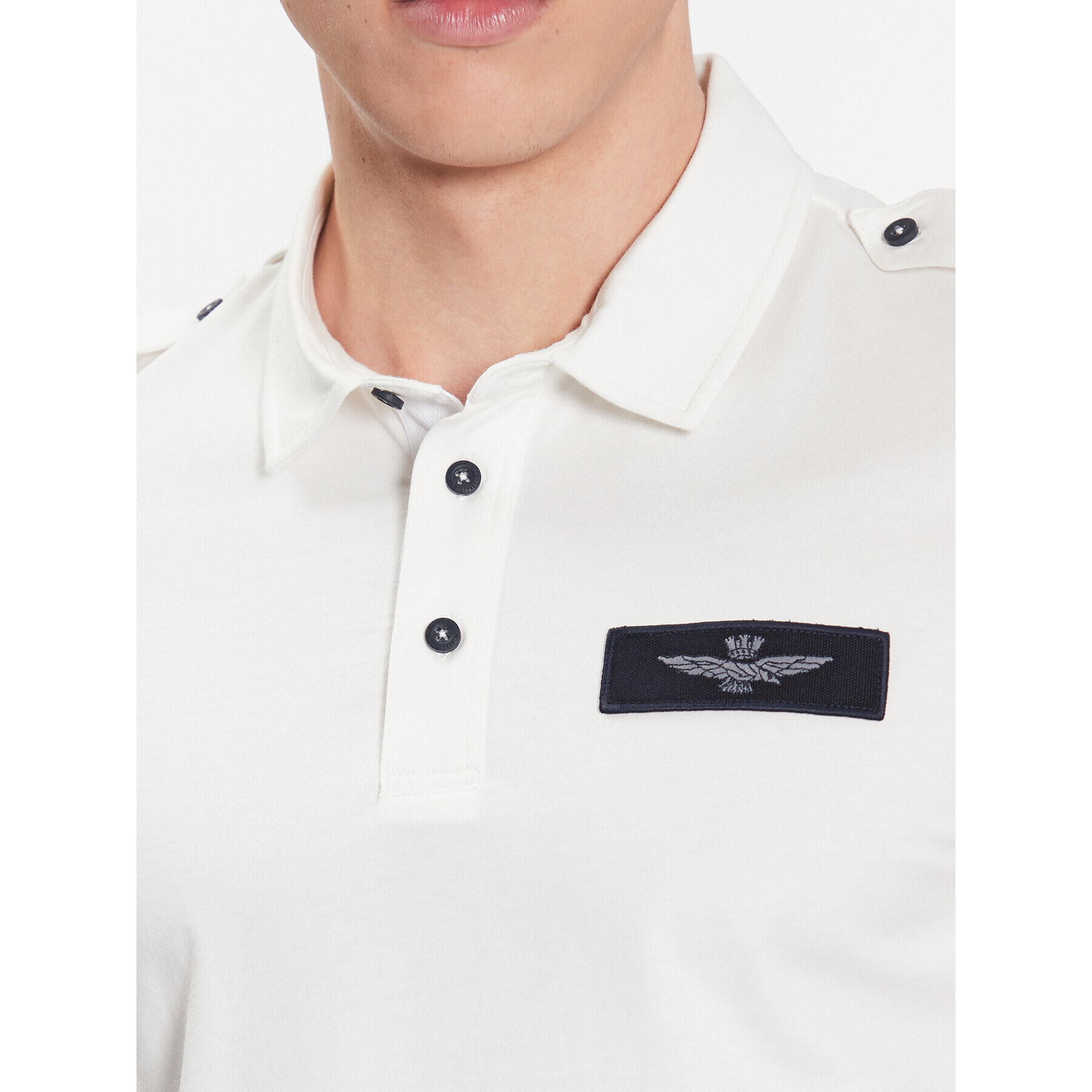 Aeronautica Militare Тениска с яка и копчета 231PO1696J599 Бял Regular Fit - Pepit.bg