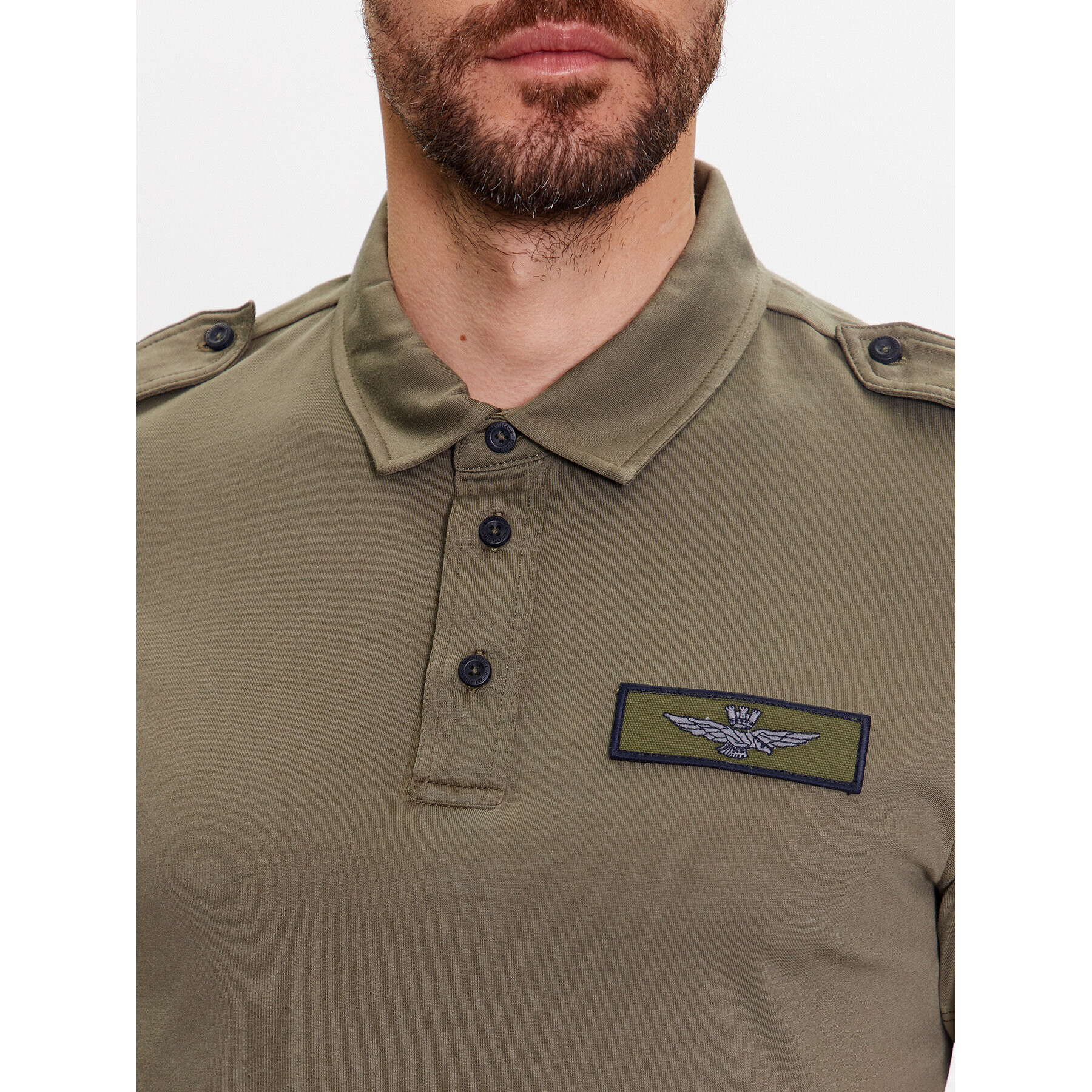 Aeronautica Militare Тениска с яка и копчета 231PO1696J599 Зелен Regular Fit - Pepit.bg