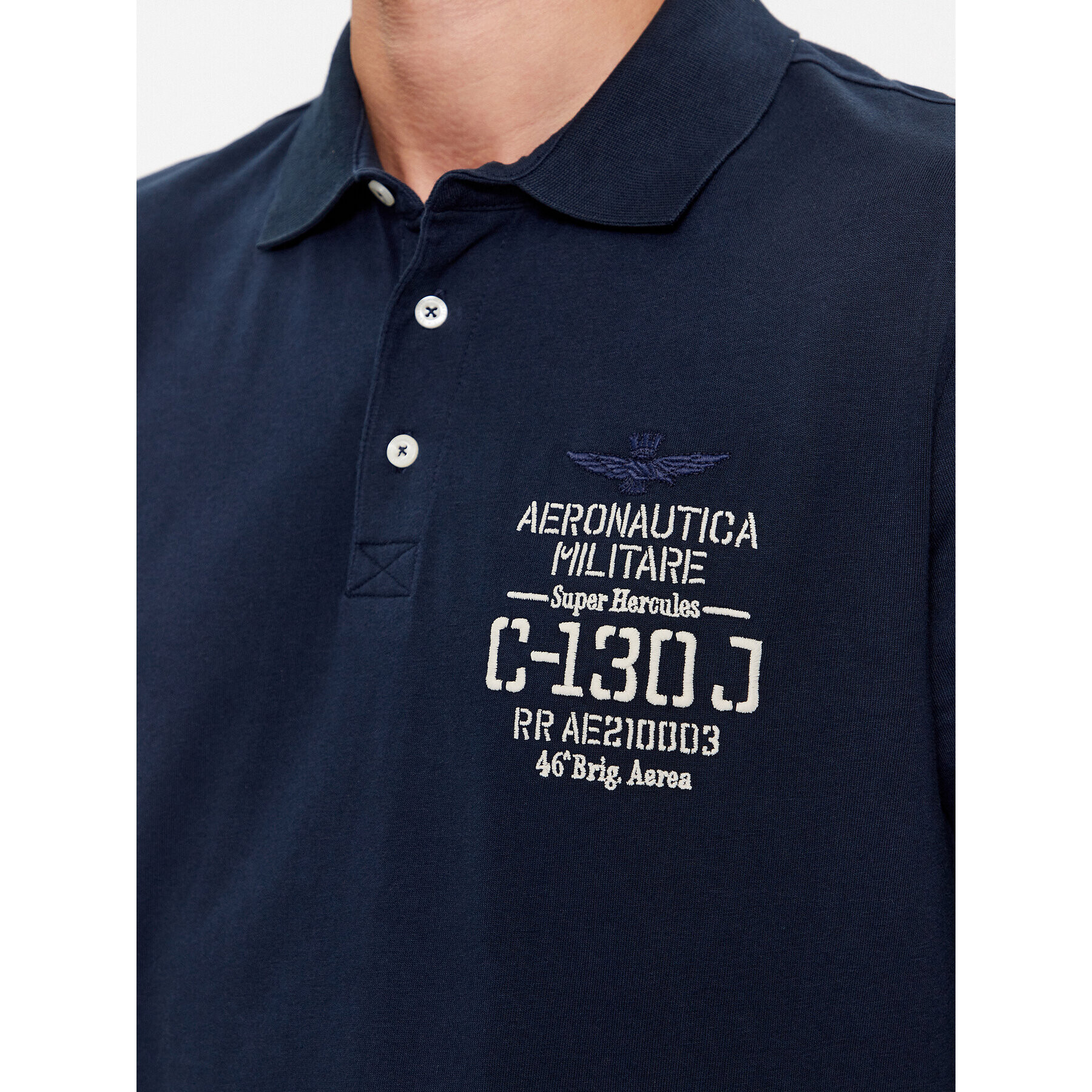 Aeronautica Militare Тениска с яка и копчета 232PO1709J584 Тъмносин Regular Fit - Pepit.bg