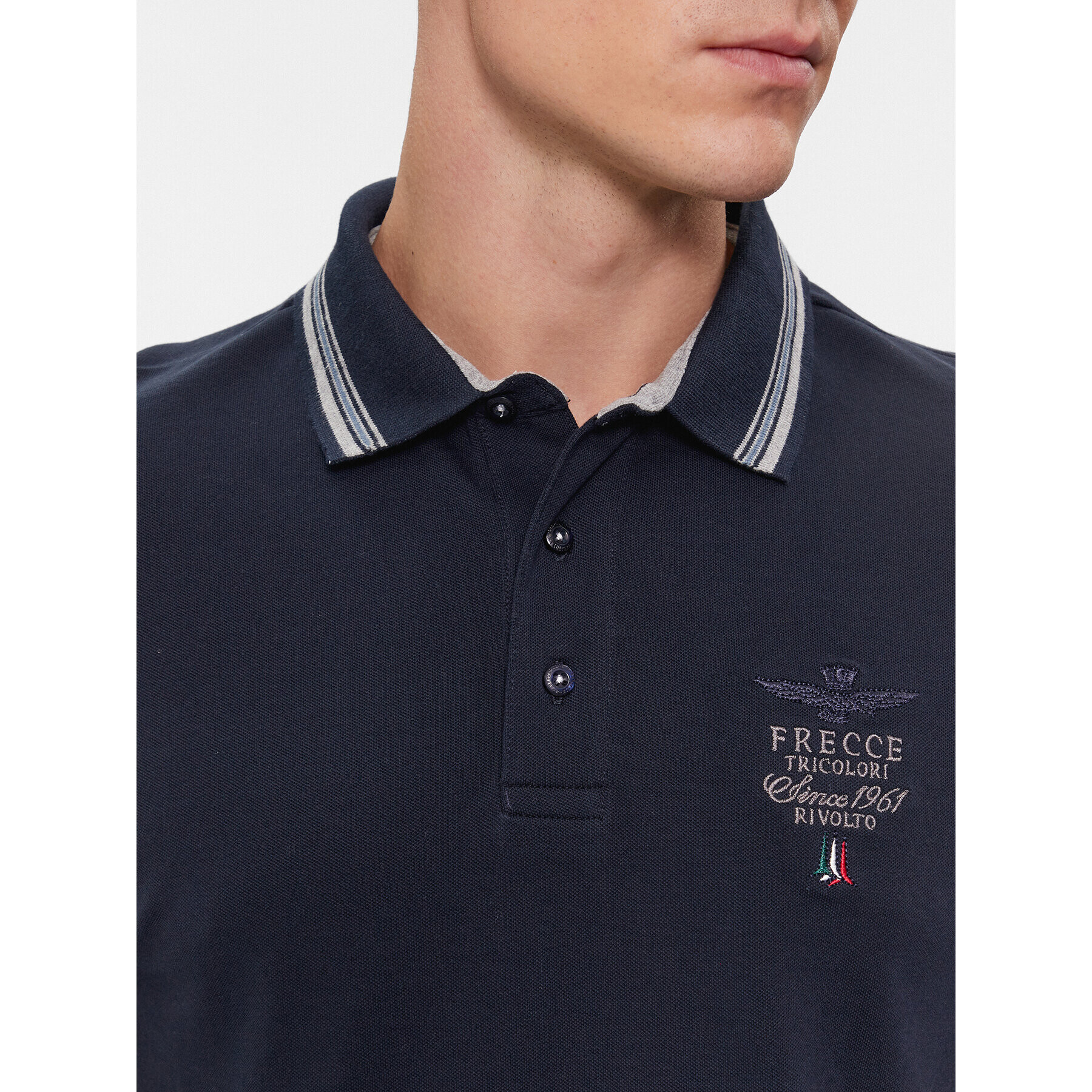 Aeronautica Militare Тениска с яка и копчета 232PO1717P191 Тъмносин Slim Fit - Pepit.bg