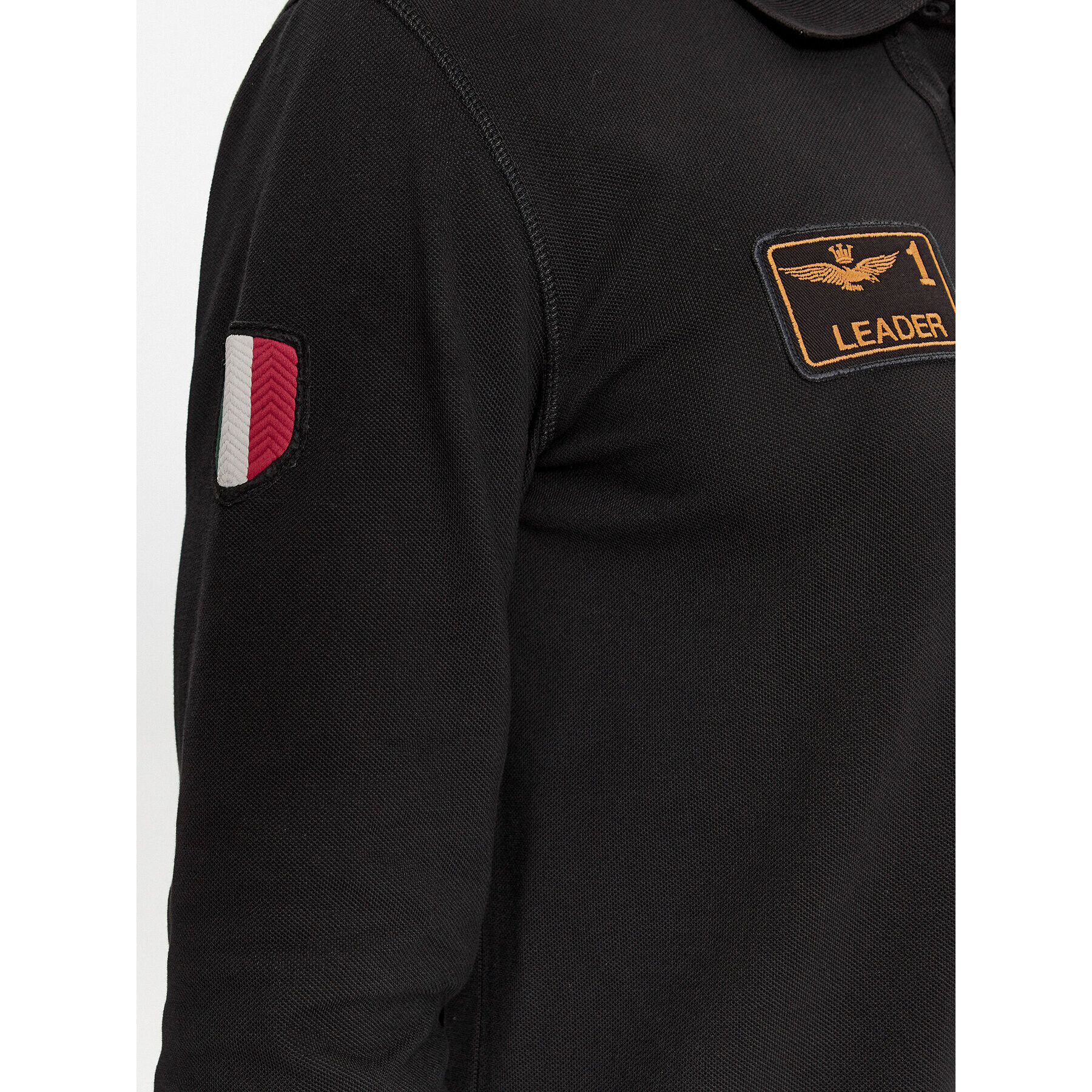 Aeronautica Militare Тениска с яка и копчета 232PO1721P192 Черен Regular Fit - Pepit.bg