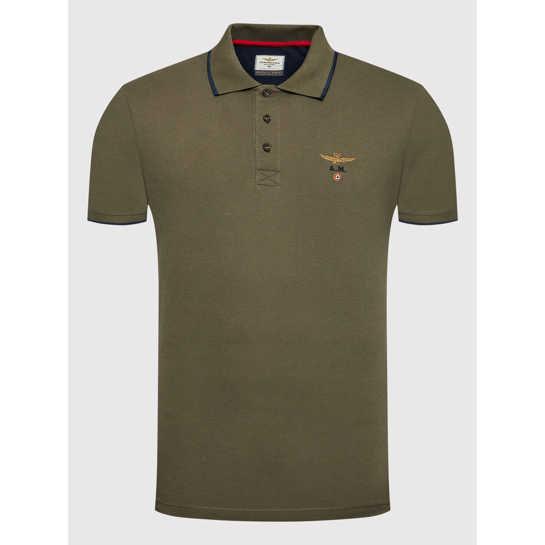 Aeronautica Militare Тениска с яка и копчета 221PO1308P82 Зелен Regular Fit - Pepit.bg