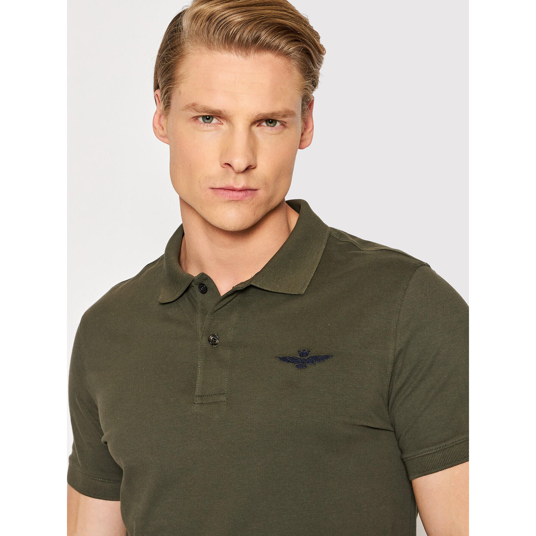 Aeronautica Militare Тениска с яка и копчета 221PO1430P178 Зелен Slim Fit - Pepit.bg