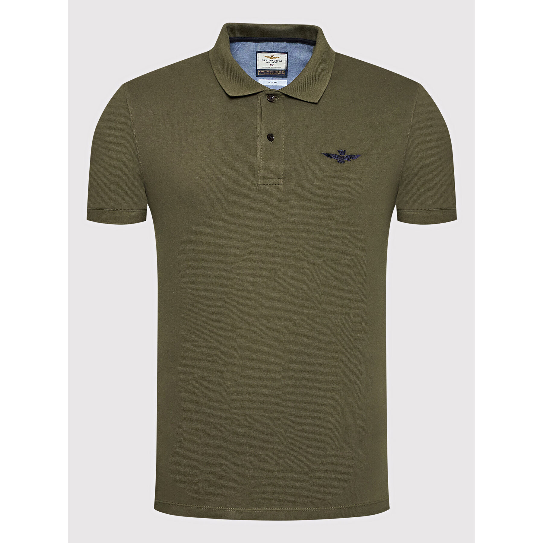 Aeronautica Militare Тениска с яка и копчета 221PO1430P178 Зелен Slim Fit - Pepit.bg