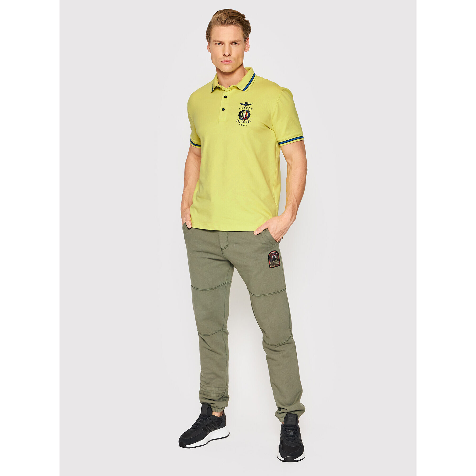 Aeronautica Militare Тениска с яка и копчета 221PO1599P191 Жълт Slim Fit - Pepit.bg