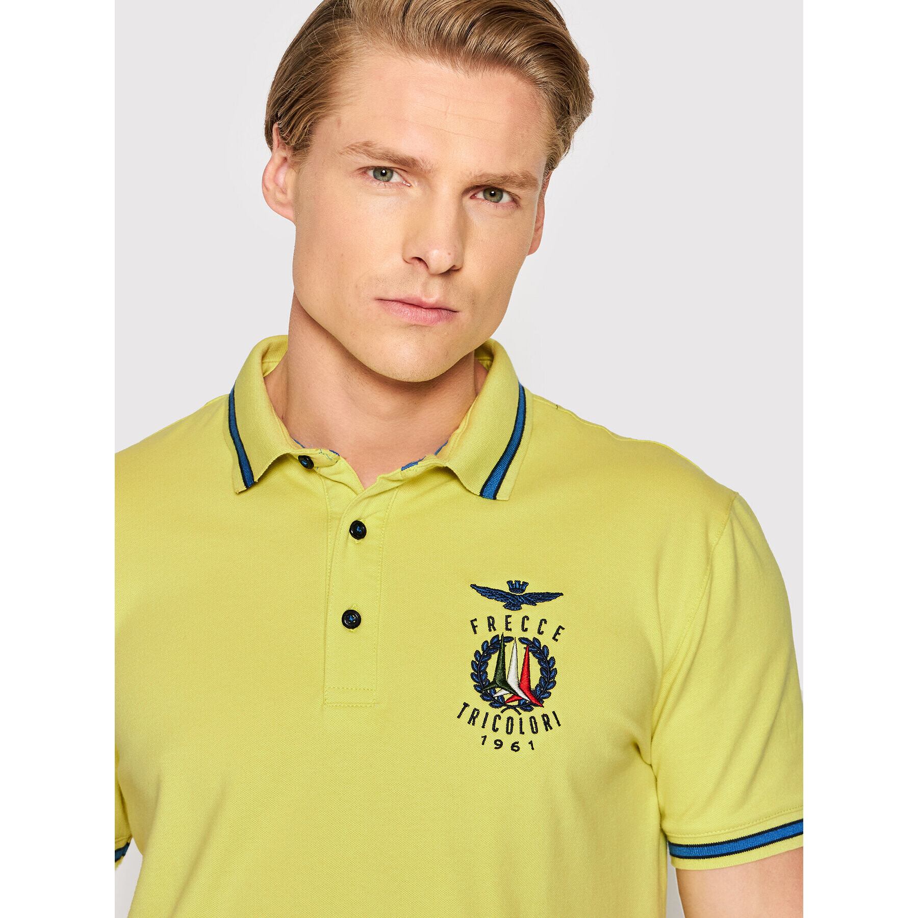 Aeronautica Militare Тениска с яка и копчета 221PO1599P191 Жълт Slim Fit - Pepit.bg