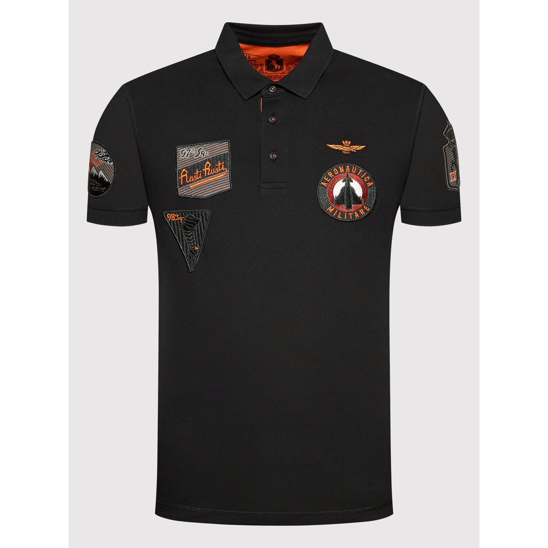 Aeronautica Militare Тениска с яка и копчета 221PO1602P192 Черен Regular Fit - Pepit.bg