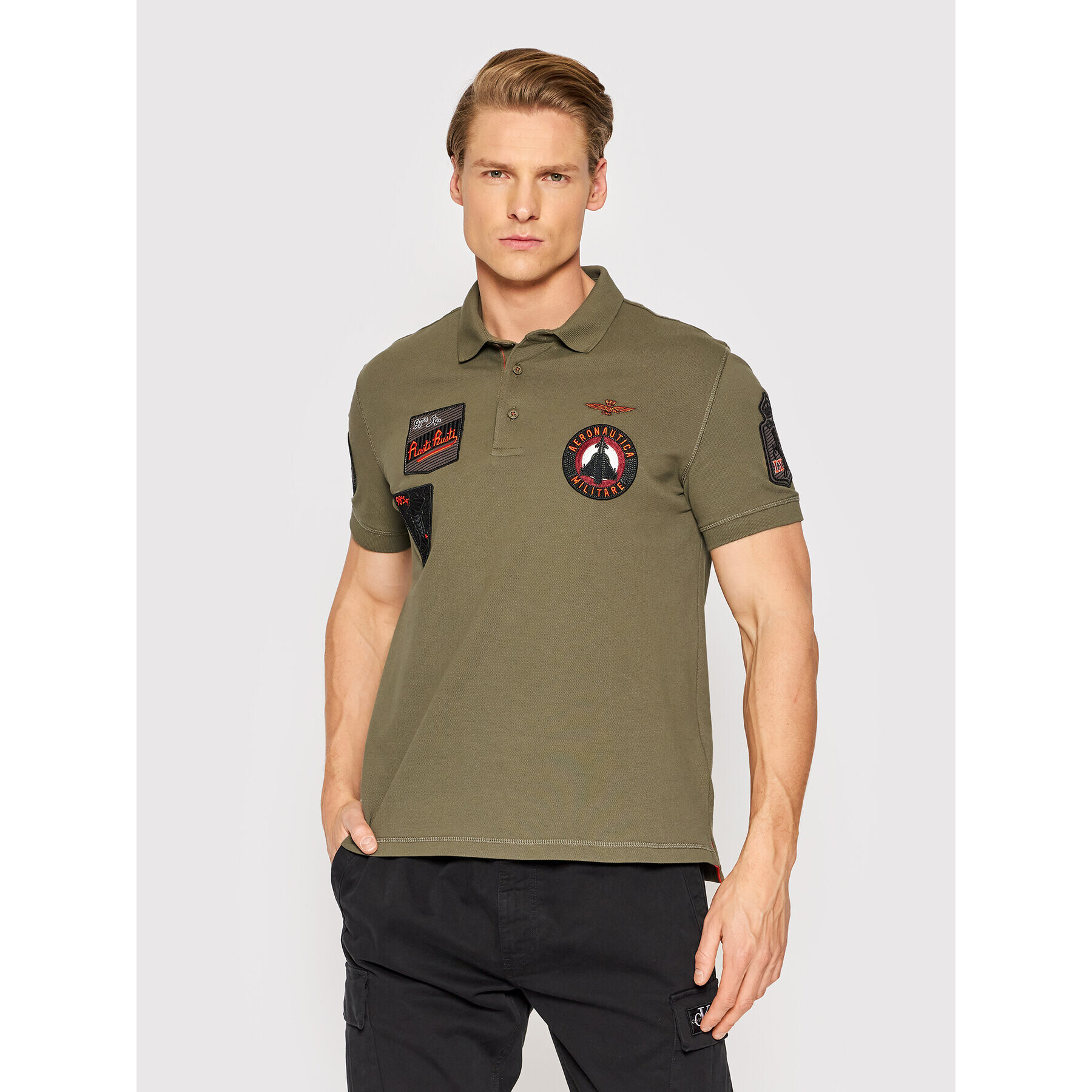 Aeronautica Militare Тениска с яка и копчета 221PO1602P192 Зелен Regular Fit - Pepit.bg