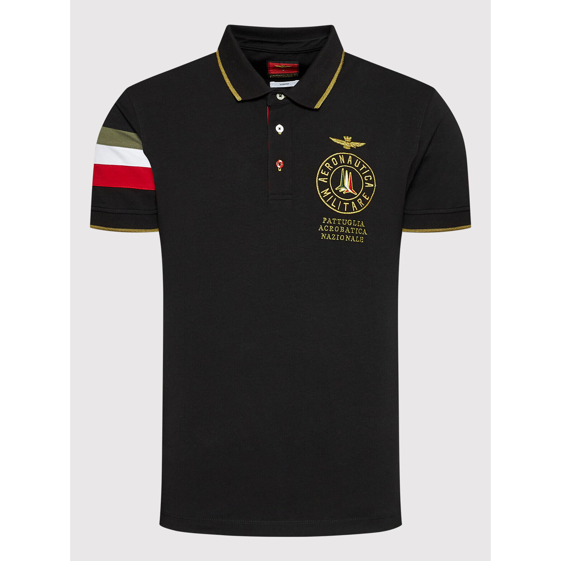 Aeronautica Militare Тениска с яка и копчета 221PO1614J469 Черен Regular Fit - Pepit.bg