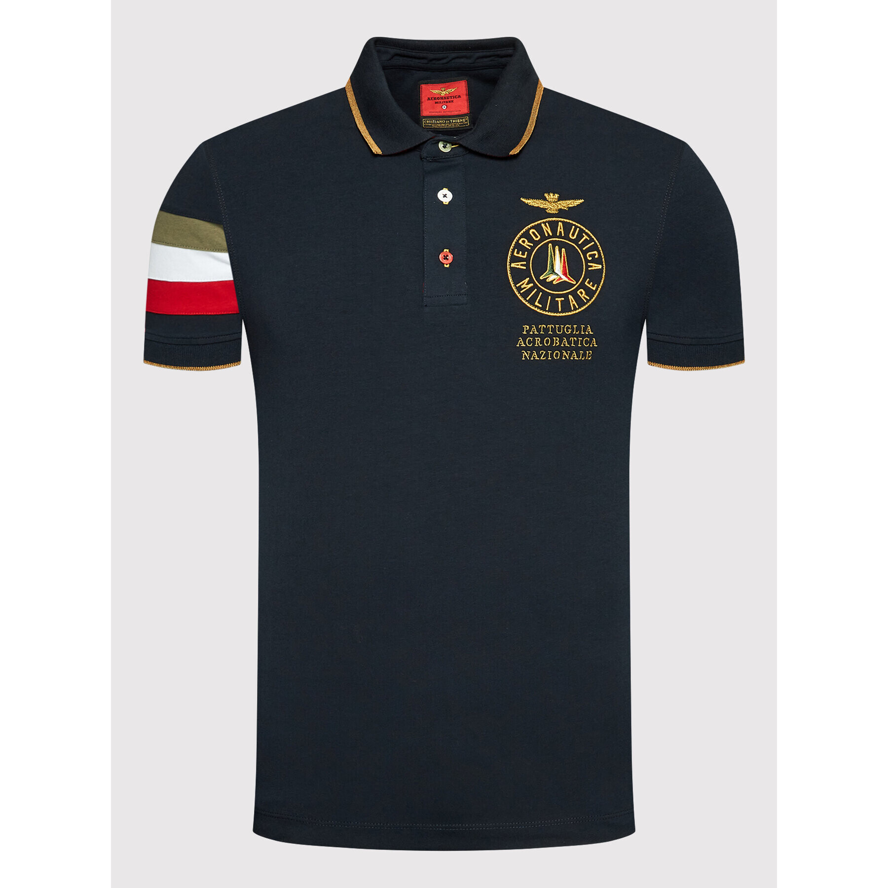 Aeronautica Militare Тениска с яка и копчета 221PO1614J469 Тъмносин Regular Fit - Pepit.bg