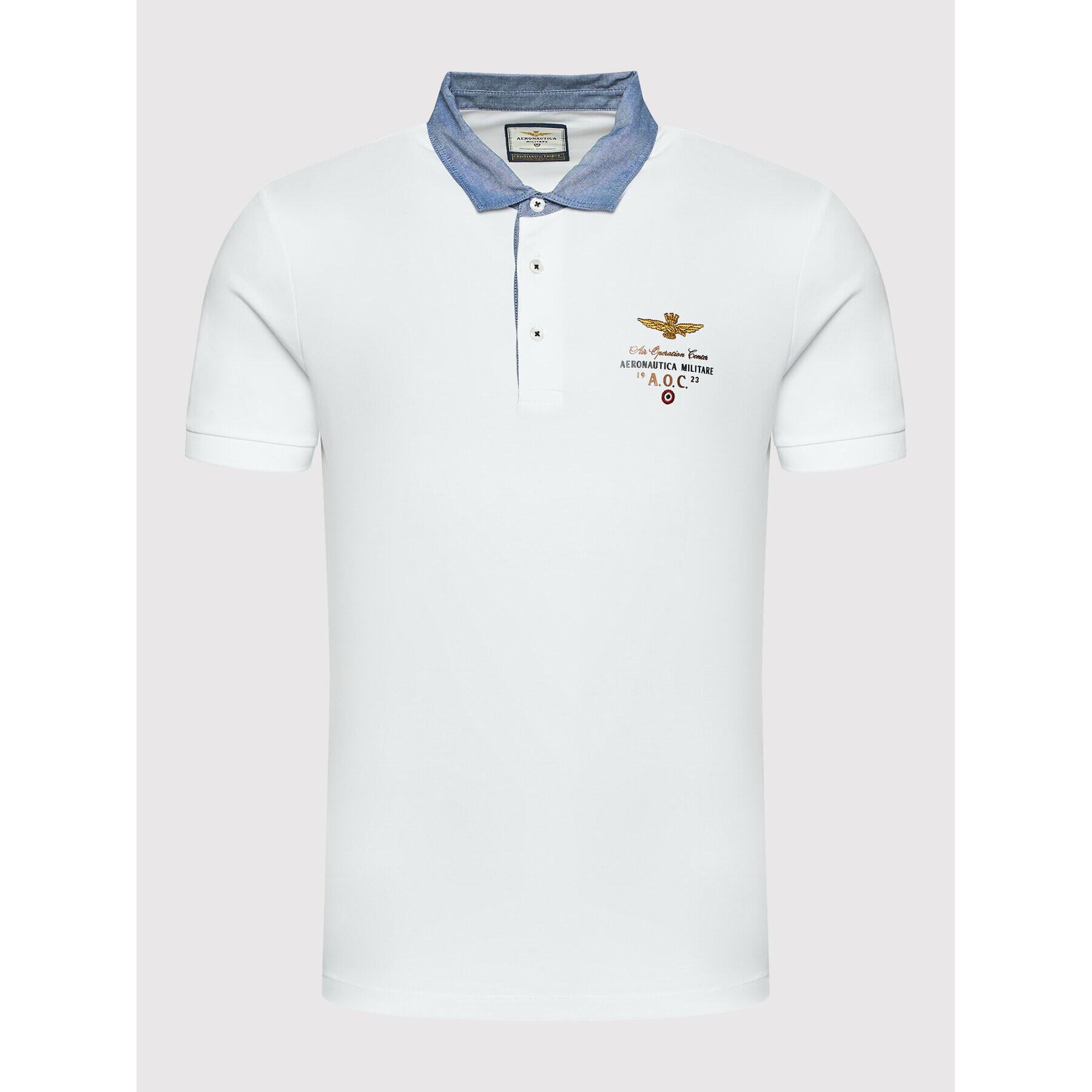 Aeronautica Militare Тениска с яка и копчета 221PO1623J506 Бял Regular Fit - Pepit.bg