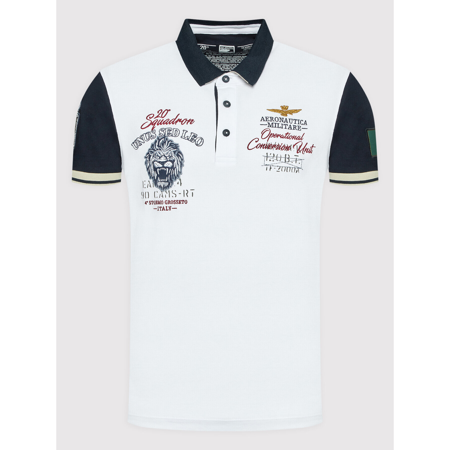 Aeronautica Militare Тениска с яка и копчета 221PO1627P199 Бял Regular Fit - Pepit.bg