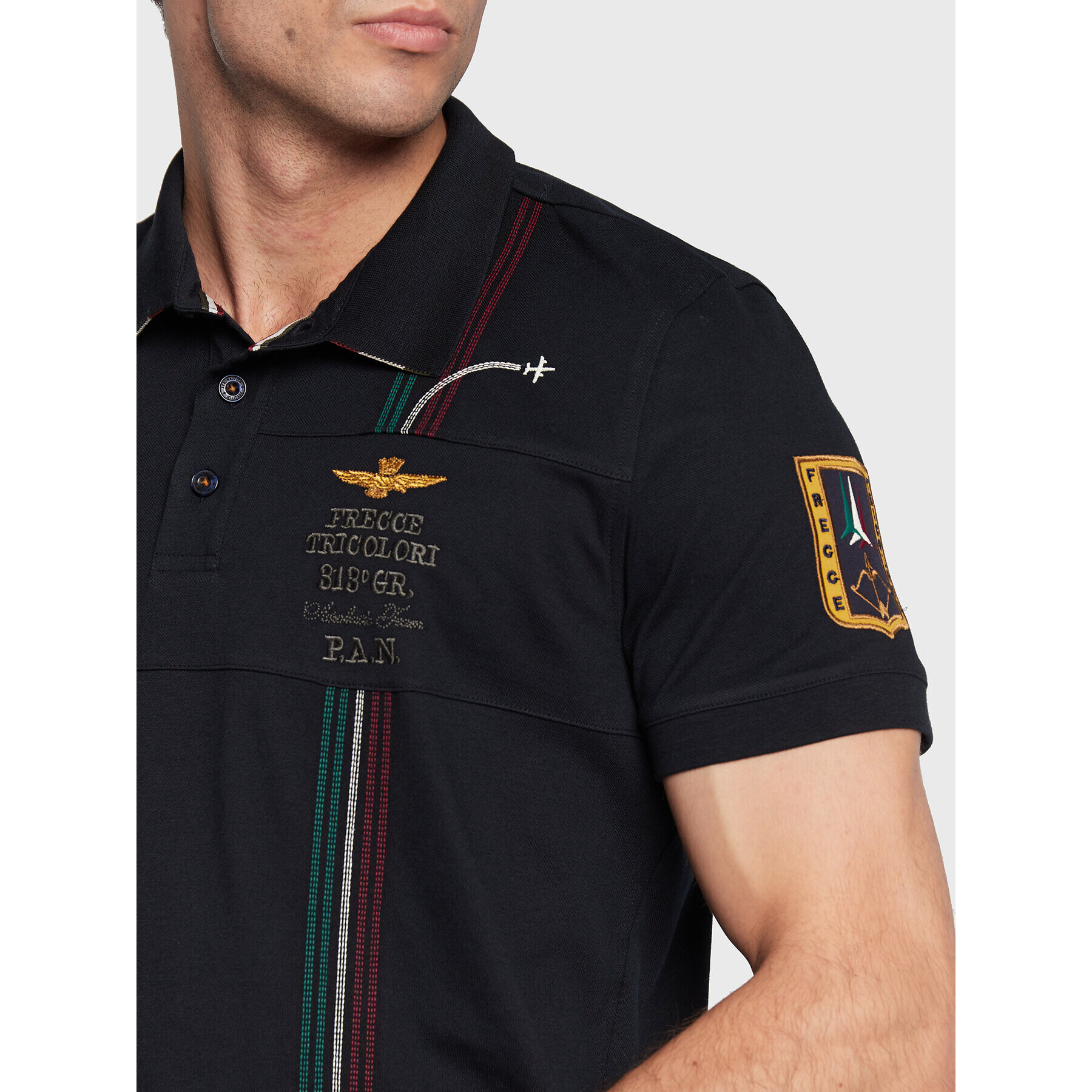 Aeronautica Militare Тениска с яка и копчета 222PO1640P199 Тъмносин Regular Fit - Pepit.bg