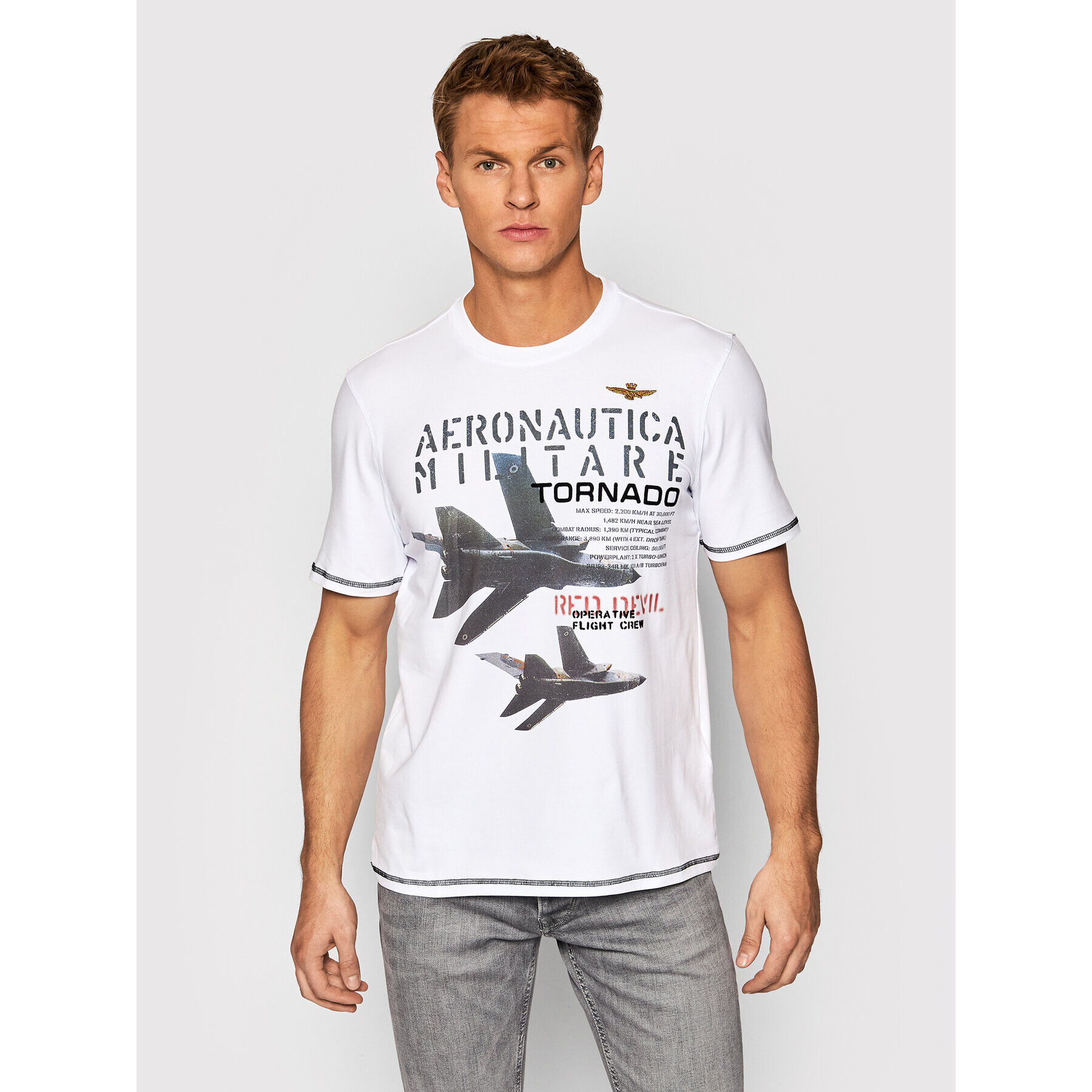 Aeronautica Militare Тишърт 212TS1912J469 Бял Regular Fit - Pepit.bg