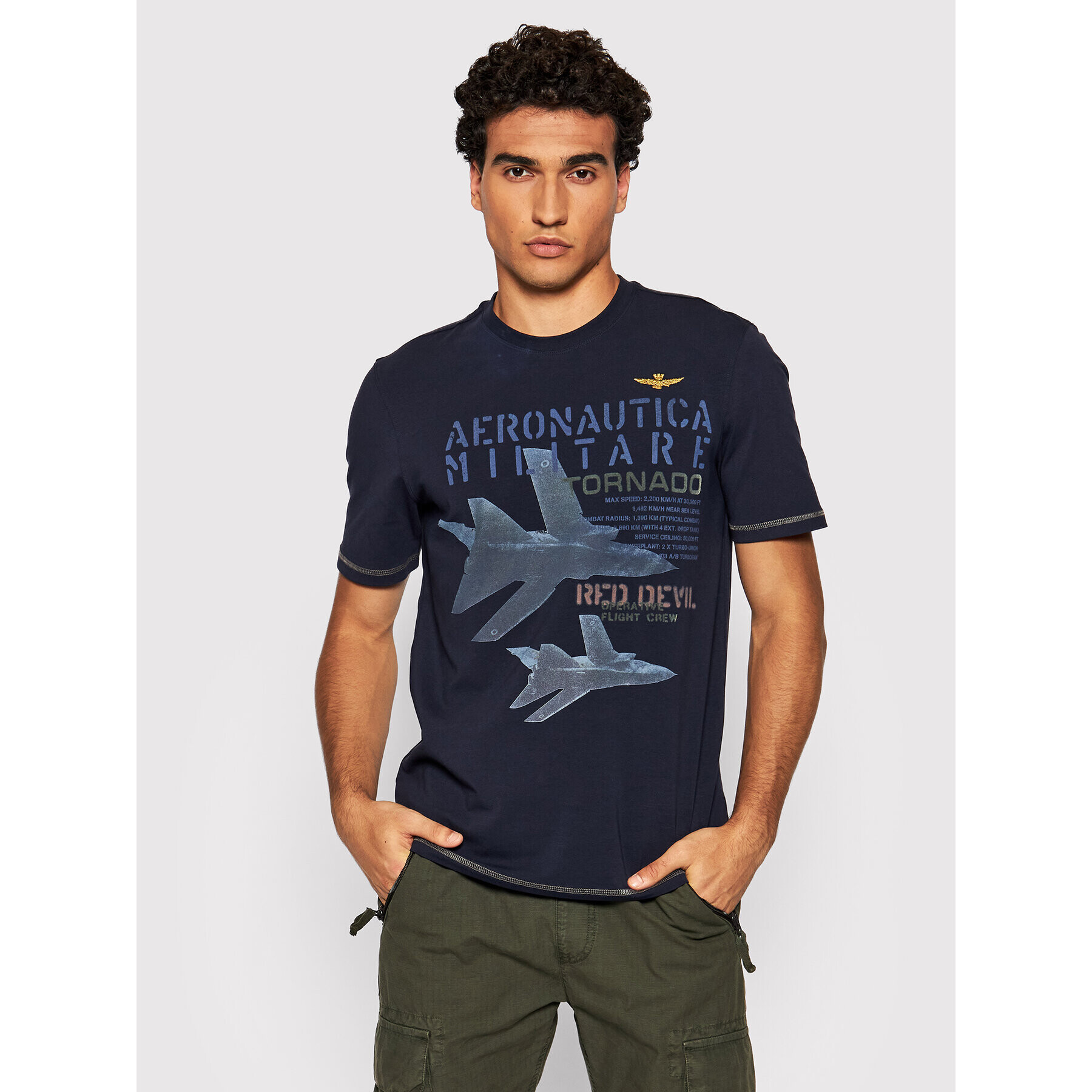 Aeronautica Militare Тишърт 212TS1912J469 Тъмносин Regular Fit - Pepit.bg