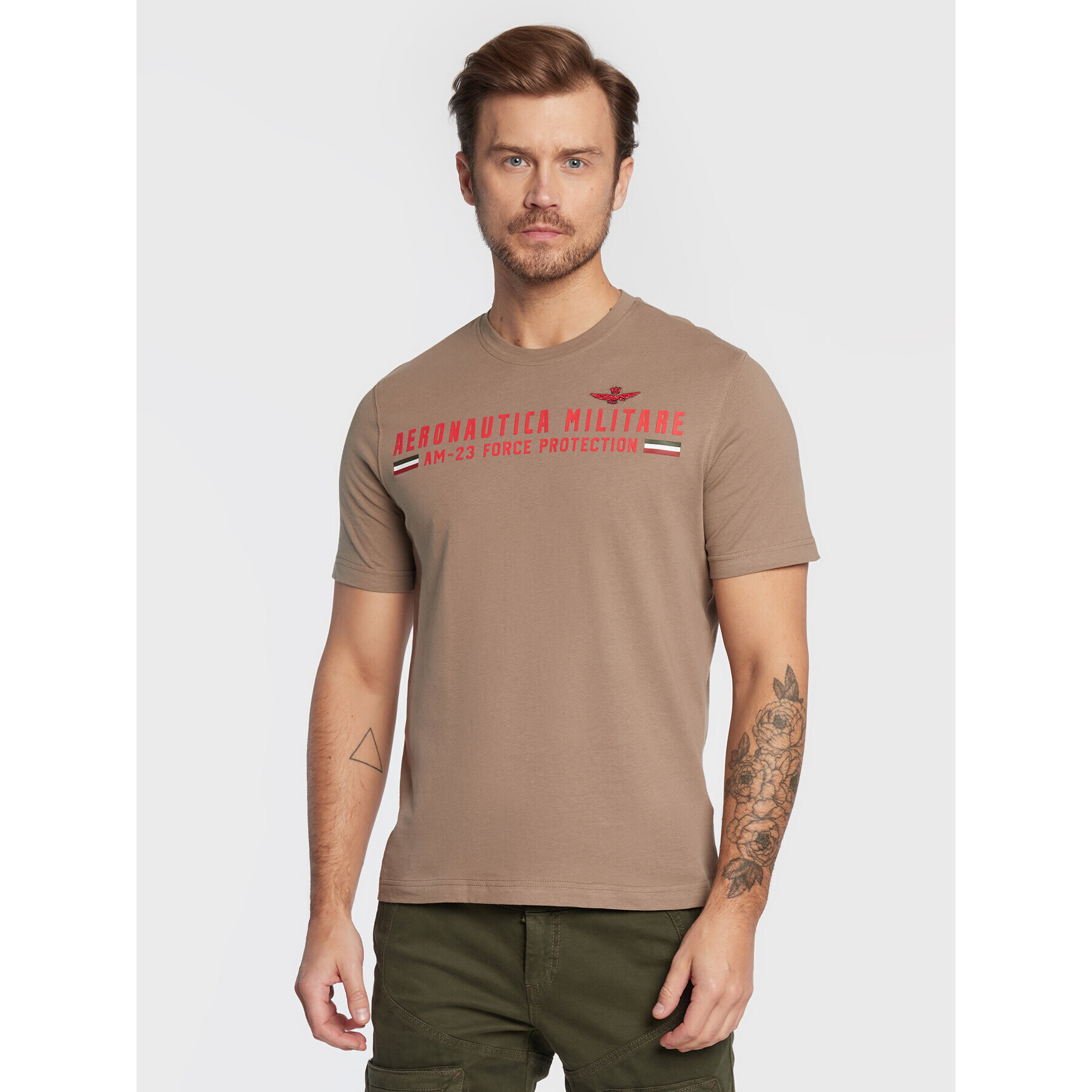 Aeronautica Militare Тишърт 222TS1942J538 Бежов Regular Fit - Pepit.bg