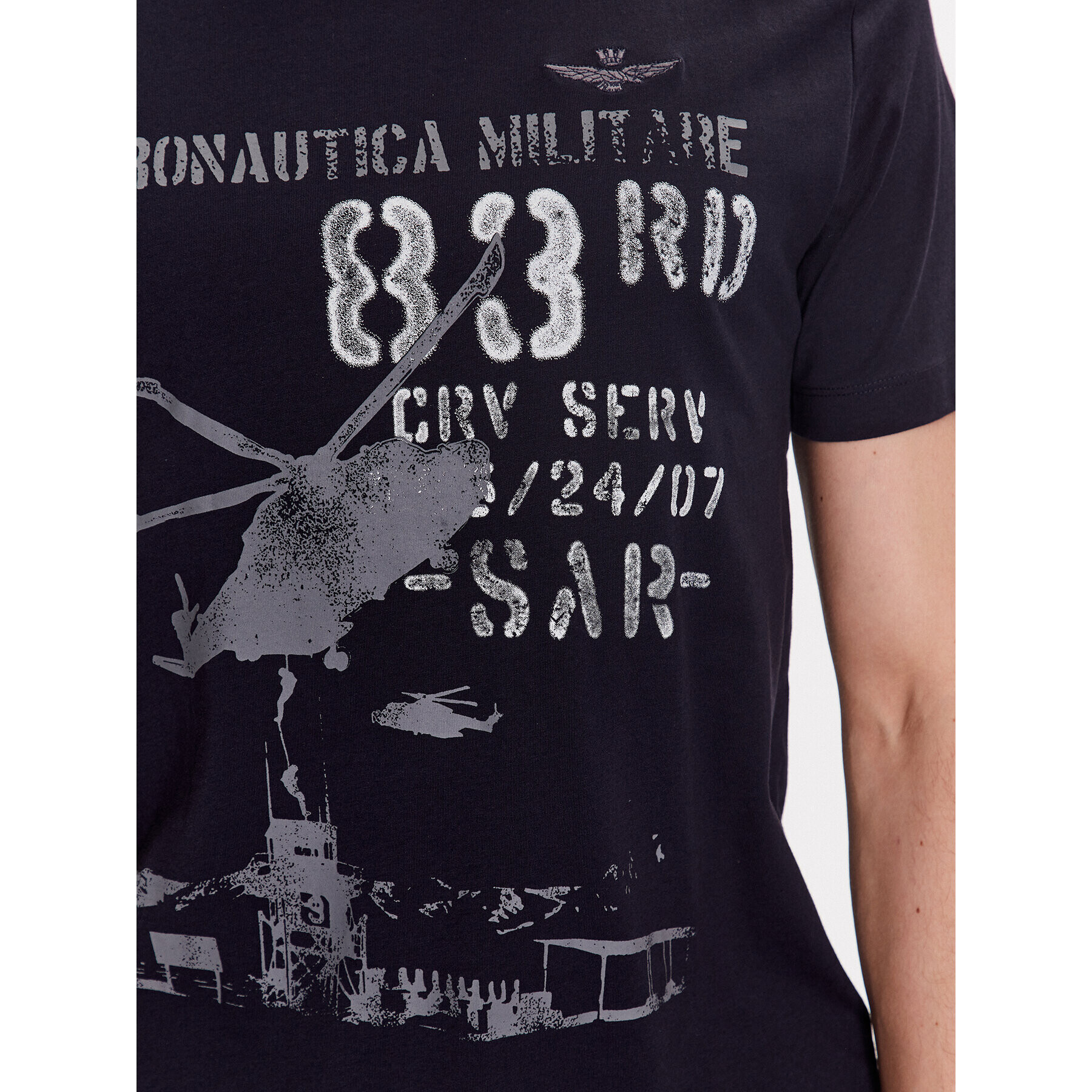 Aeronautica Militare Тишърт 231TS2091J538 Тъмносин Regular Fit - Pepit.bg