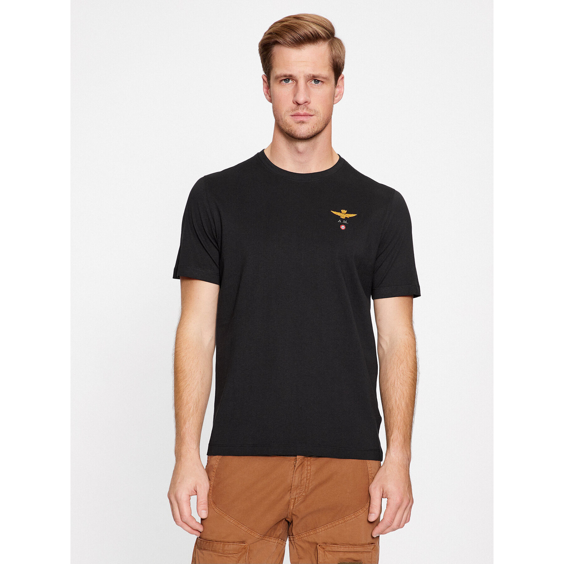 Aeronautica Militare Тишърт 232TS1580J372 Черен Regular Fit - Pepit.bg