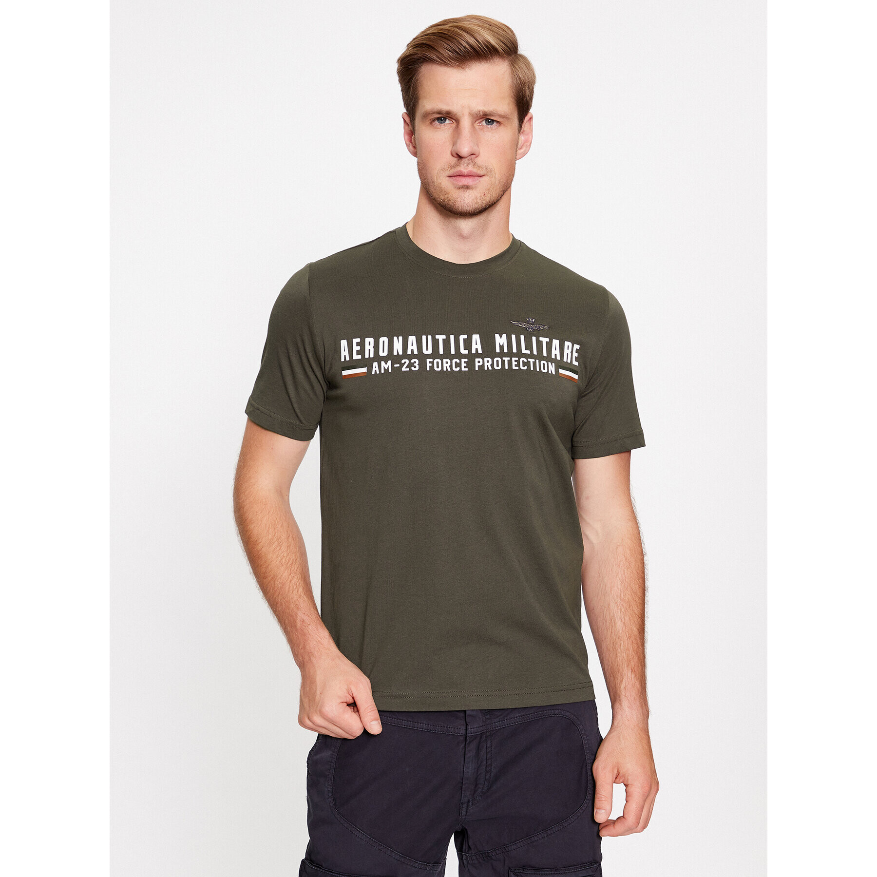 Aeronautica Militare Тишърт 232TS1942J538 Каки Regular Fit - Pepit.bg