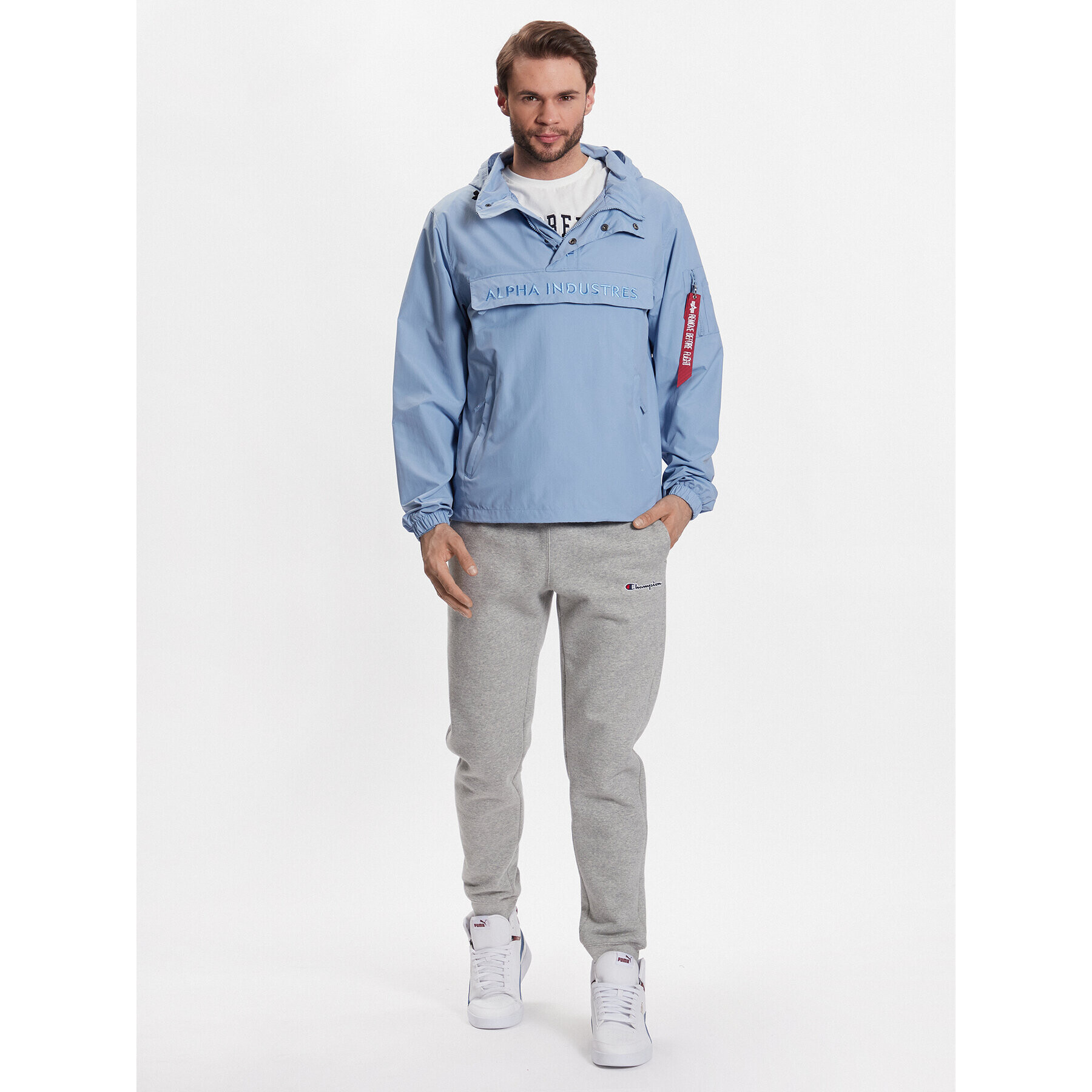 Alpha Industries Анорак Embroidery Logo 106100 Син Regular Fit - Pepit.bg