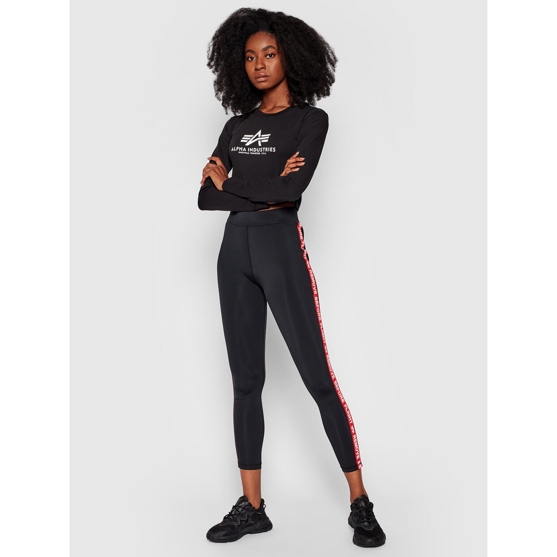 Alpha Industries Блуза Basic Cropped 116076 Черен Slim Fit - Pepit.bg