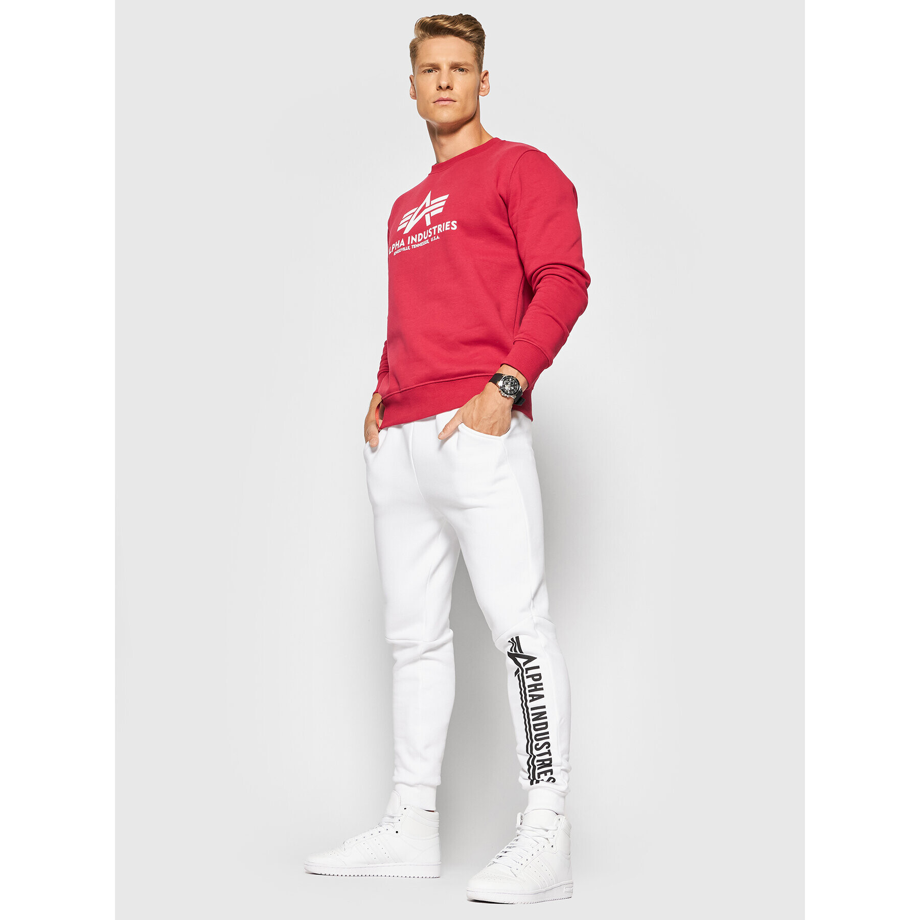 Alpha Industries Долнище анцуг Jogger 118364 Бял Regular Fit - Pepit.bg