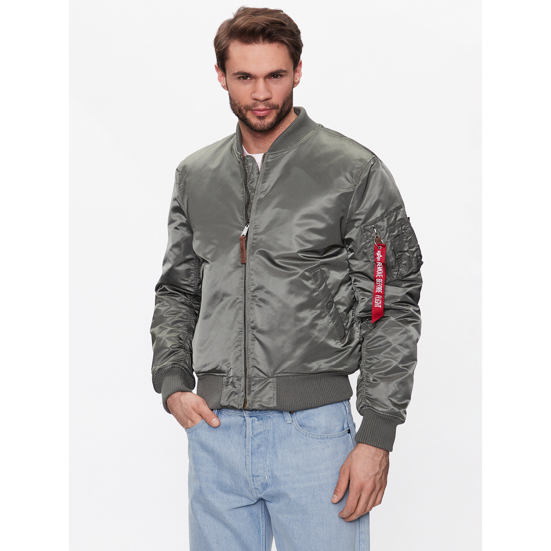 Alpha Industries Яке бомбър MA-1 191118 Сив Slim Fit - Pepit.bg