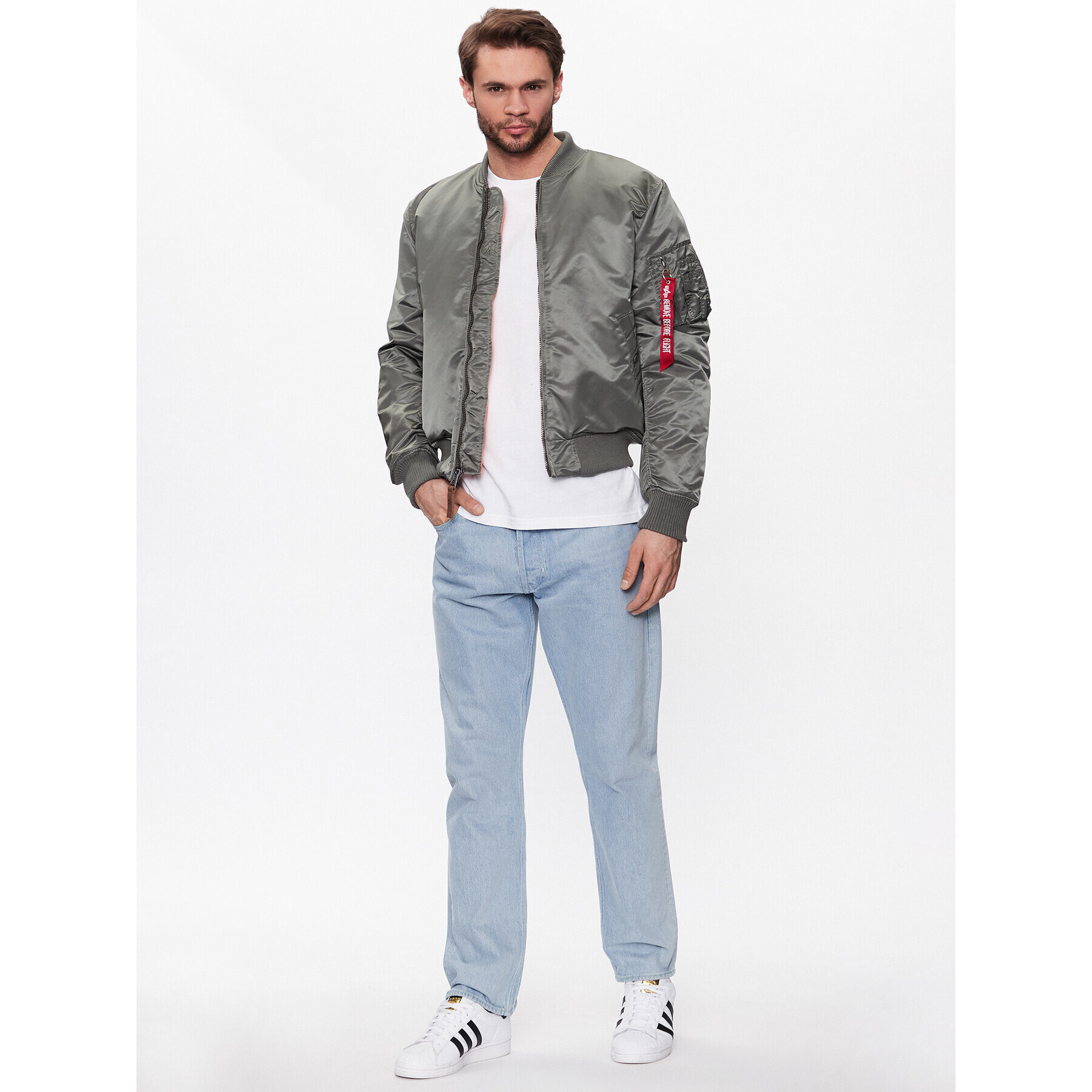 Alpha Industries Яке бомбър MA-1 191118 Сив Slim Fit - Pepit.bg