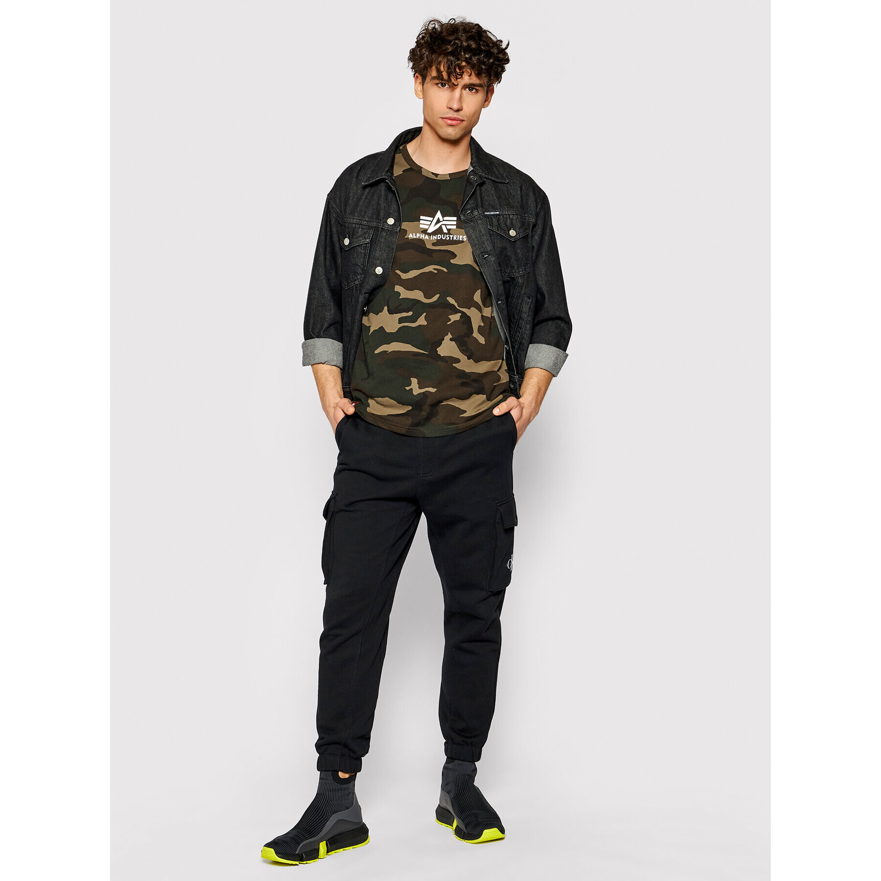 Alpha Industries Мъжки топ Basic Camo 126566C Зелен Regular Fit - Pepit.bg