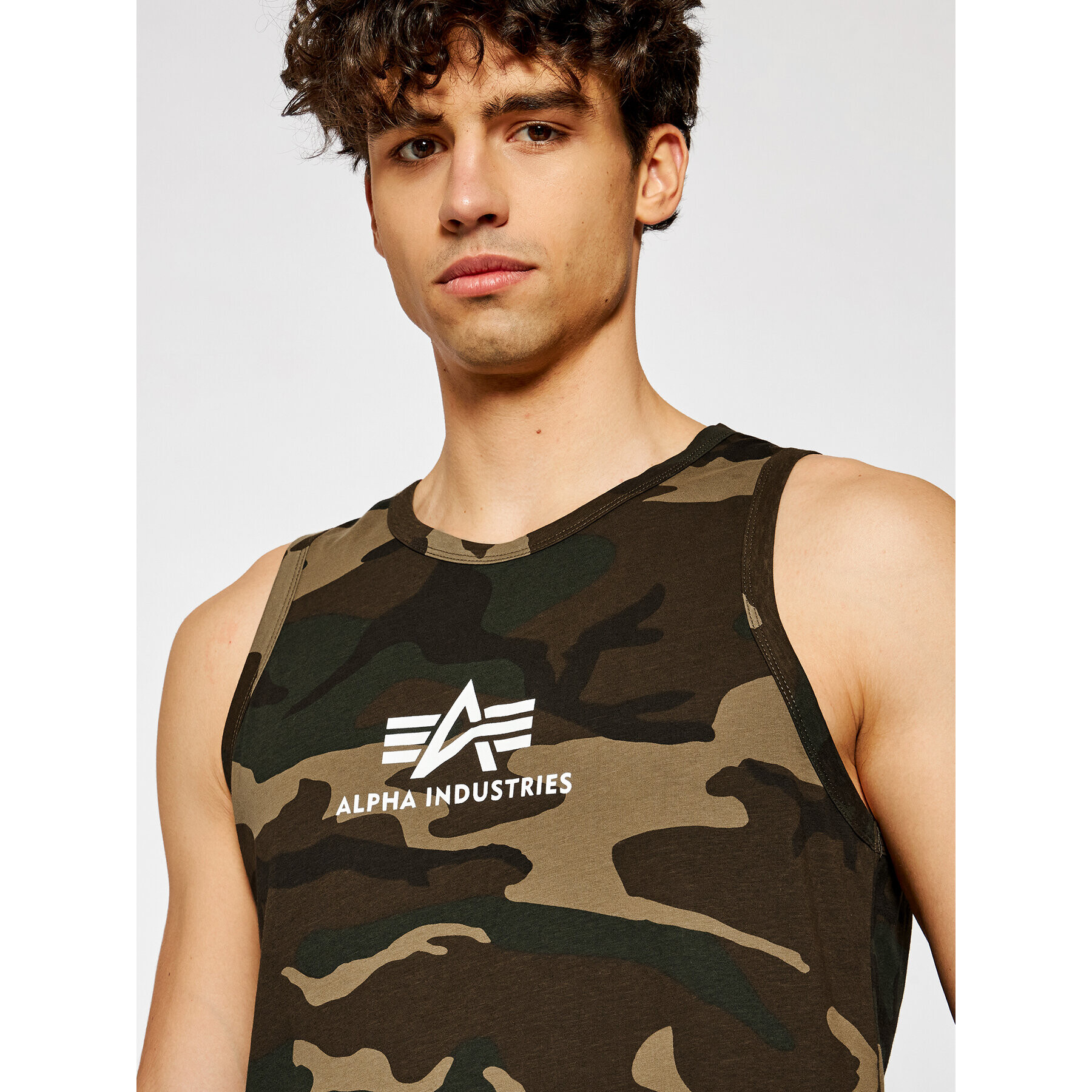 Alpha Industries Мъжки топ Basic Camo 126566C Зелен Regular Fit - Pepit.bg