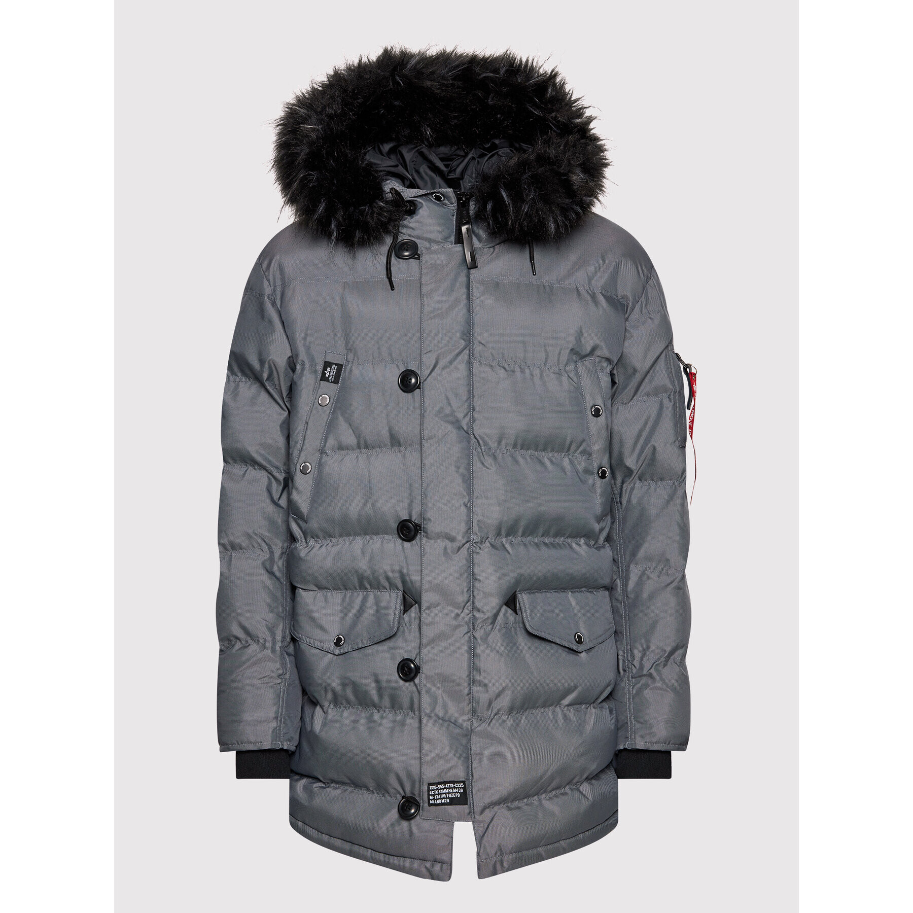 Alpha Industries Пухено яке N3B 118122 Сив Regular Fit - Pepit.bg