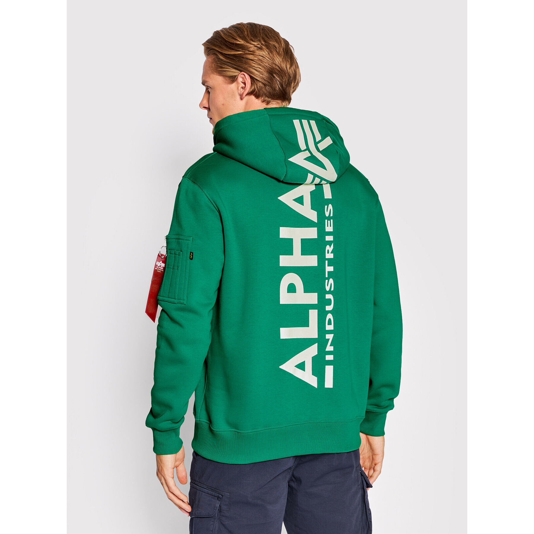 Alpha Industries Суитшърт Back Print 178318 Зелен Regular Fit - Pepit.bg