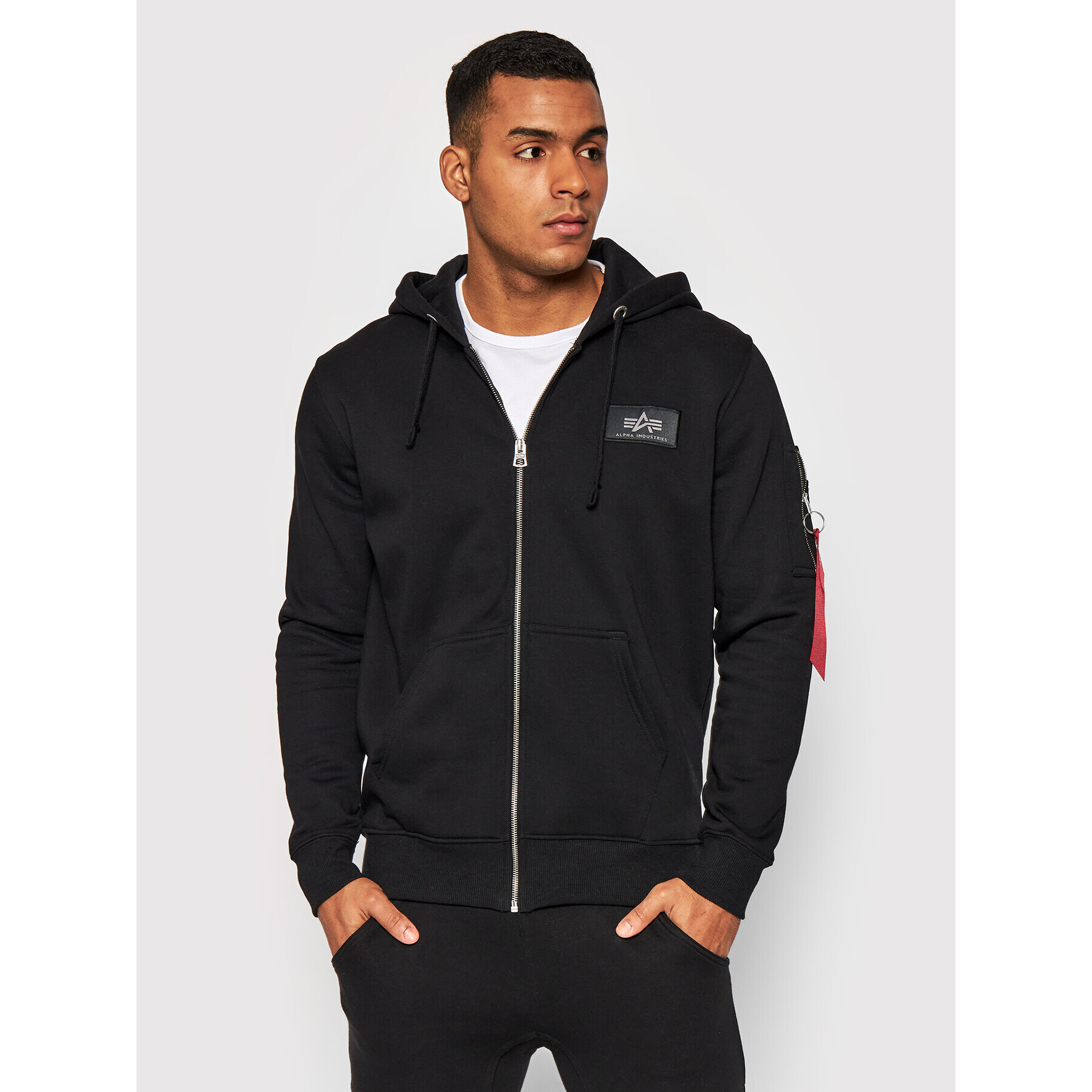 Alpha Industries Суитшърт Back Print Zip 128342 Черен Regular Fit - Pepit.bg