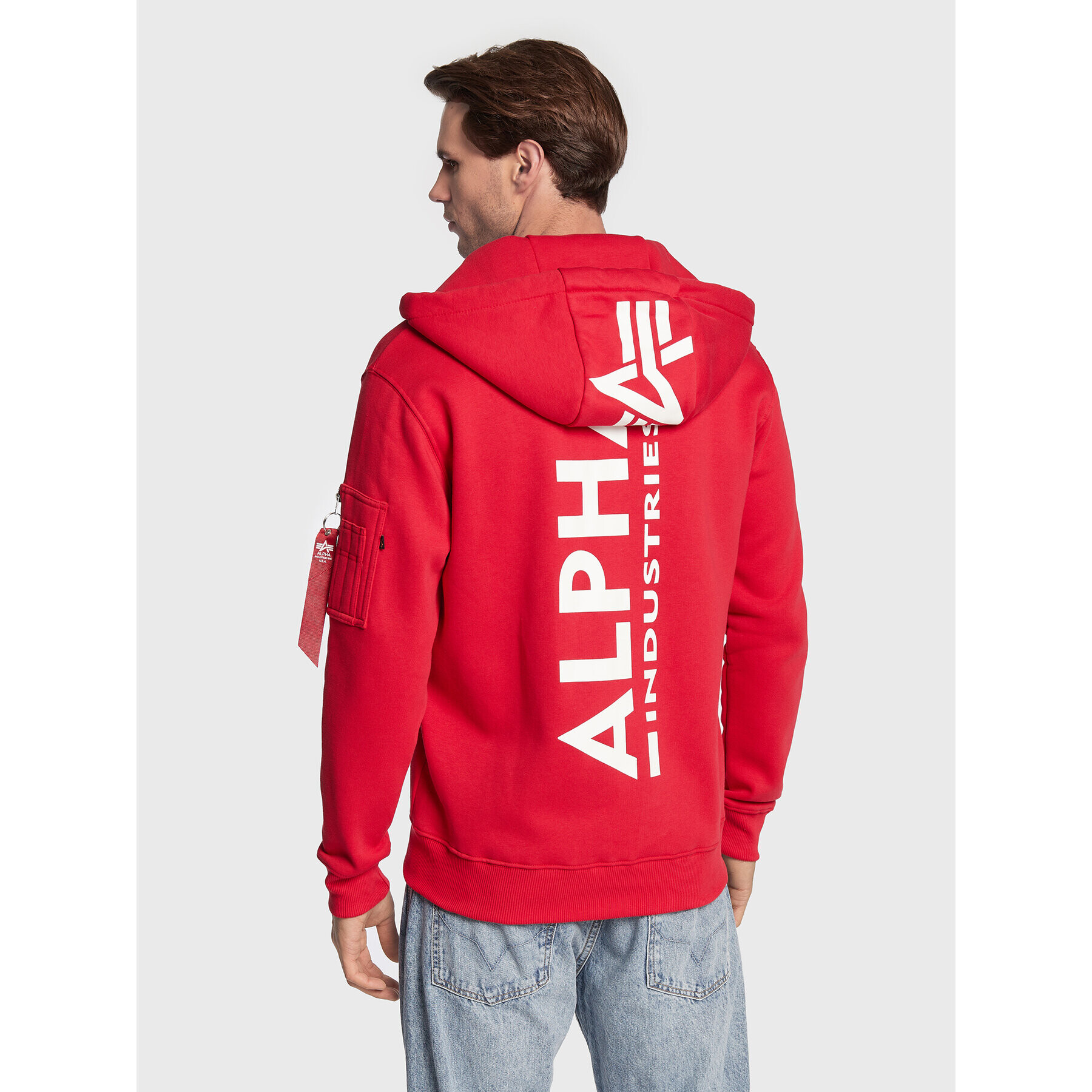 Alpha Industries Суитшърт Back Print Zip 128342 Червен Regular Fit - Pepit.bg