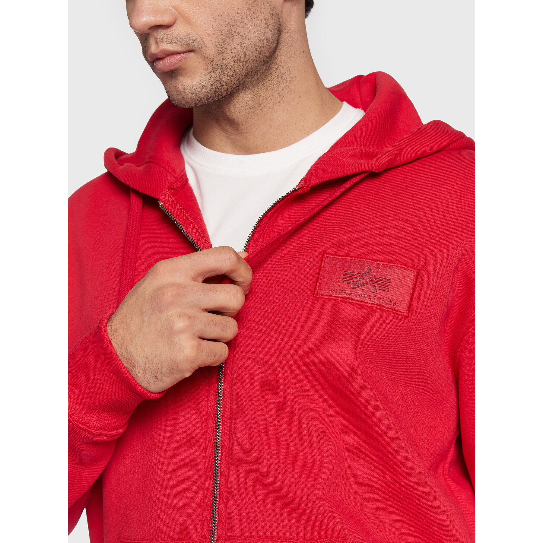 Alpha Industries Суитшърт Back Print Zip 128342 Червен Regular Fit - Pepit.bg