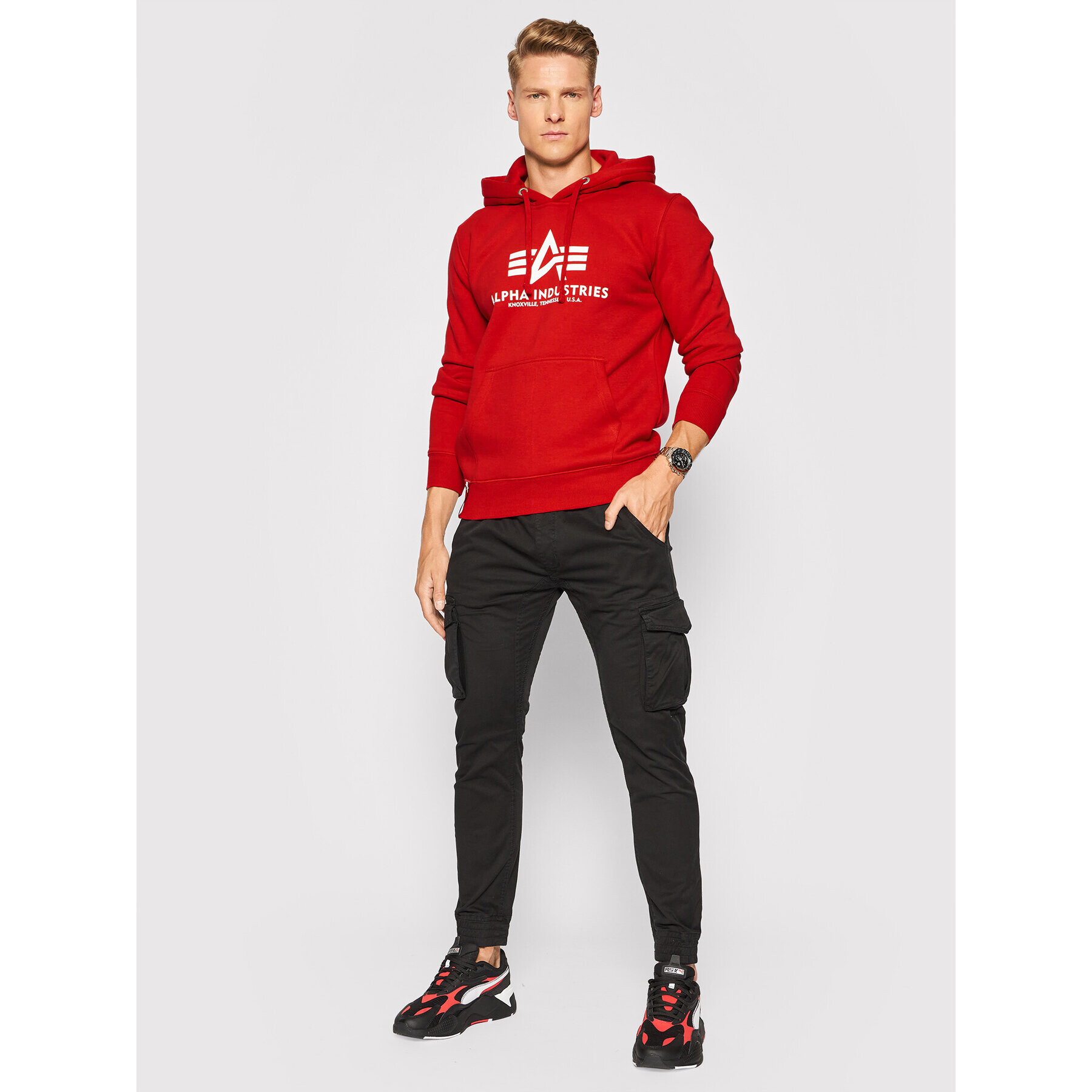 Alpha Industries Суитшърт Basic 178312 Червен Regular Fit - Pepit.bg