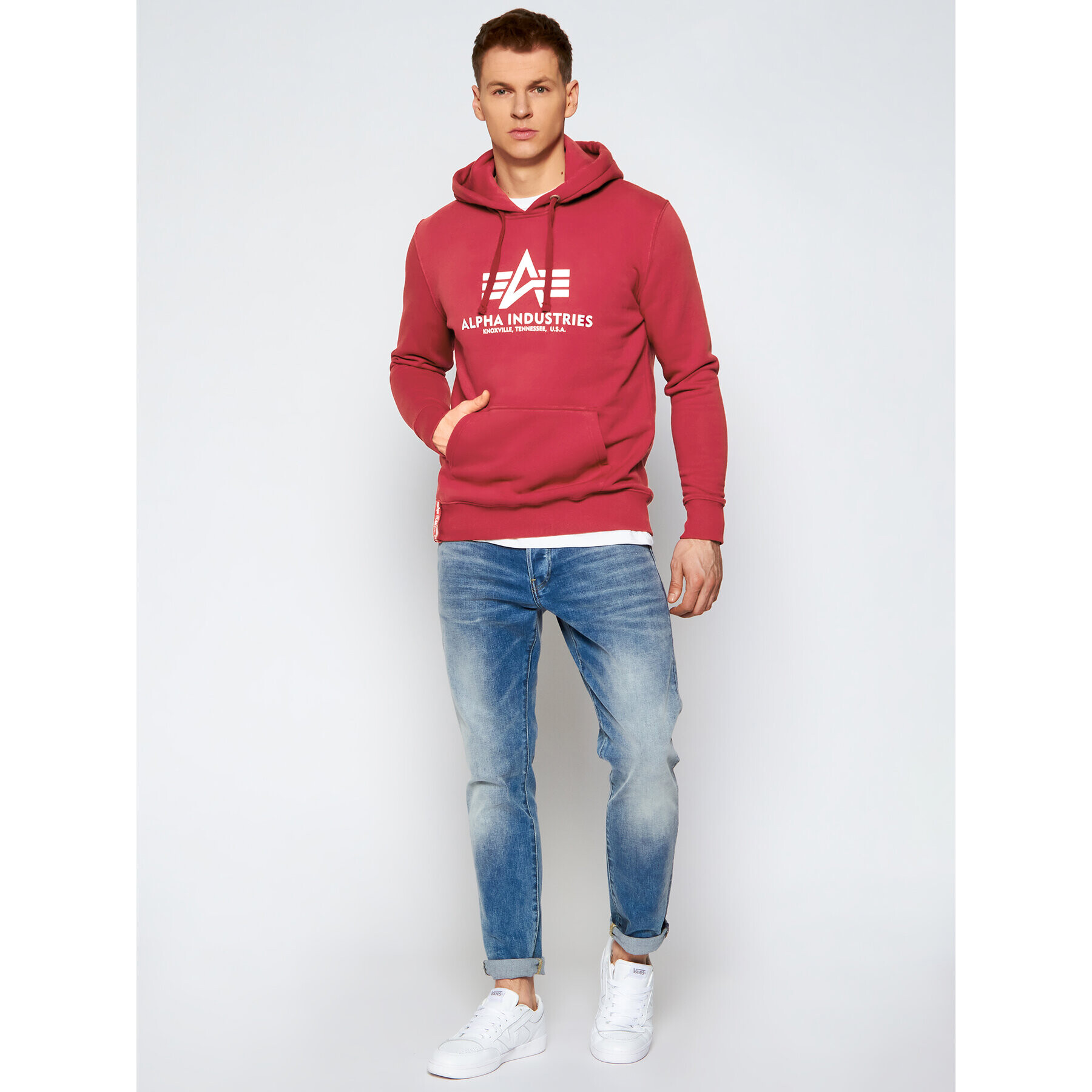 Alpha Industries Суитшърт Basic 178312 Червен Regular Fit - Pepit.bg