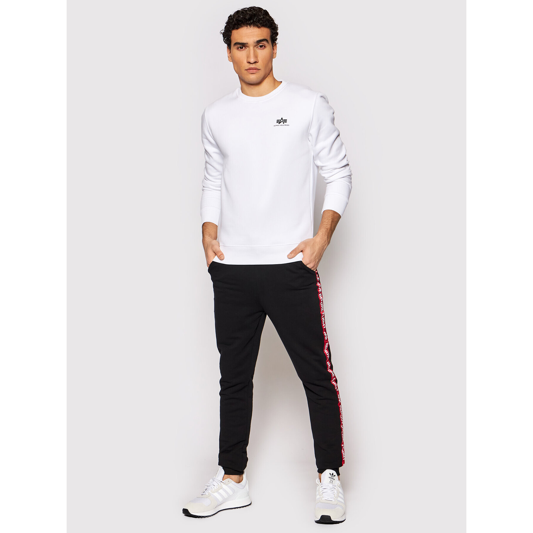 Alpha Industries Суитшърт Basic 188307 Бял Regular Fit - Pepit.bg