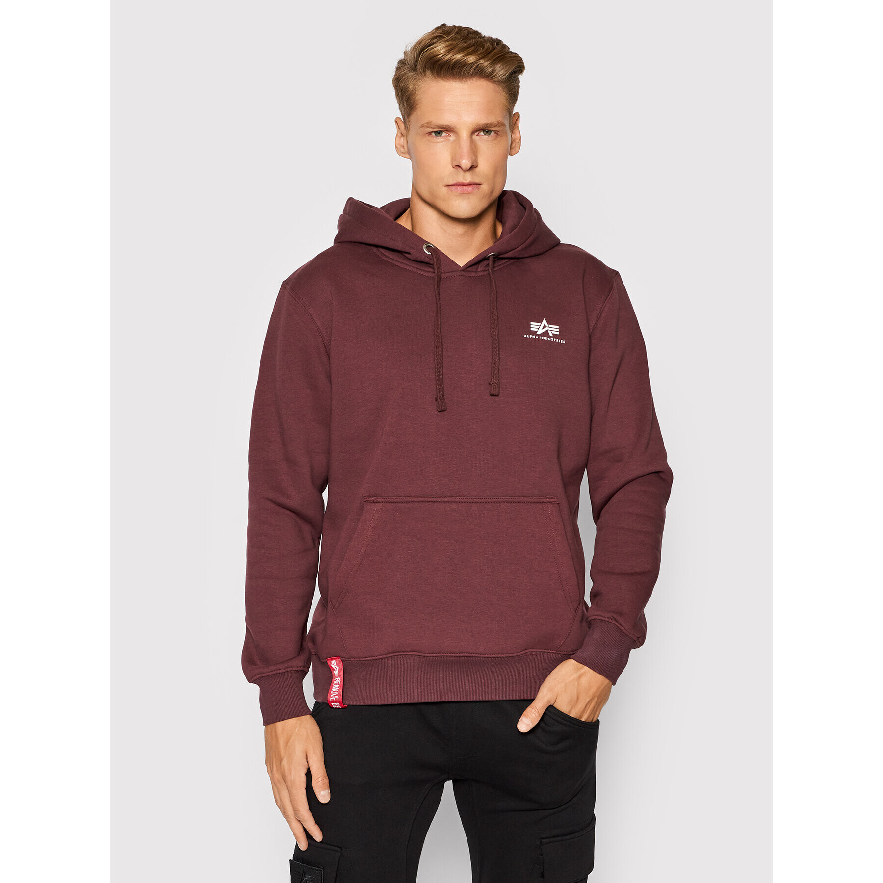 Alpha Industries Суитшърт Basic Hoody Small Logo 196318 Бордо Regular Fit - Pepit.bg