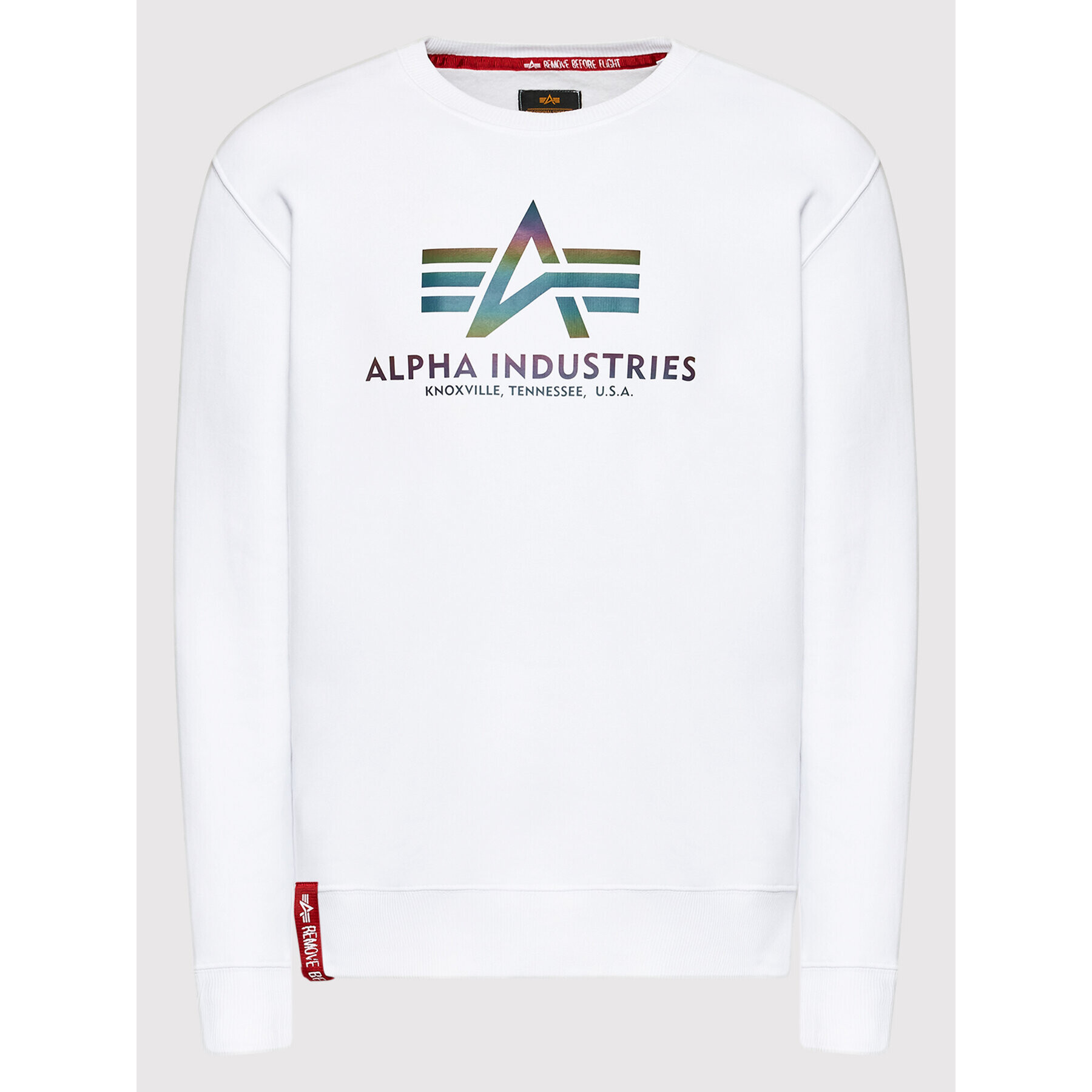 Alpha Industries Суитшърт Basic Rainbow Print 178302RR Бял Regular Fit - Pepit.bg