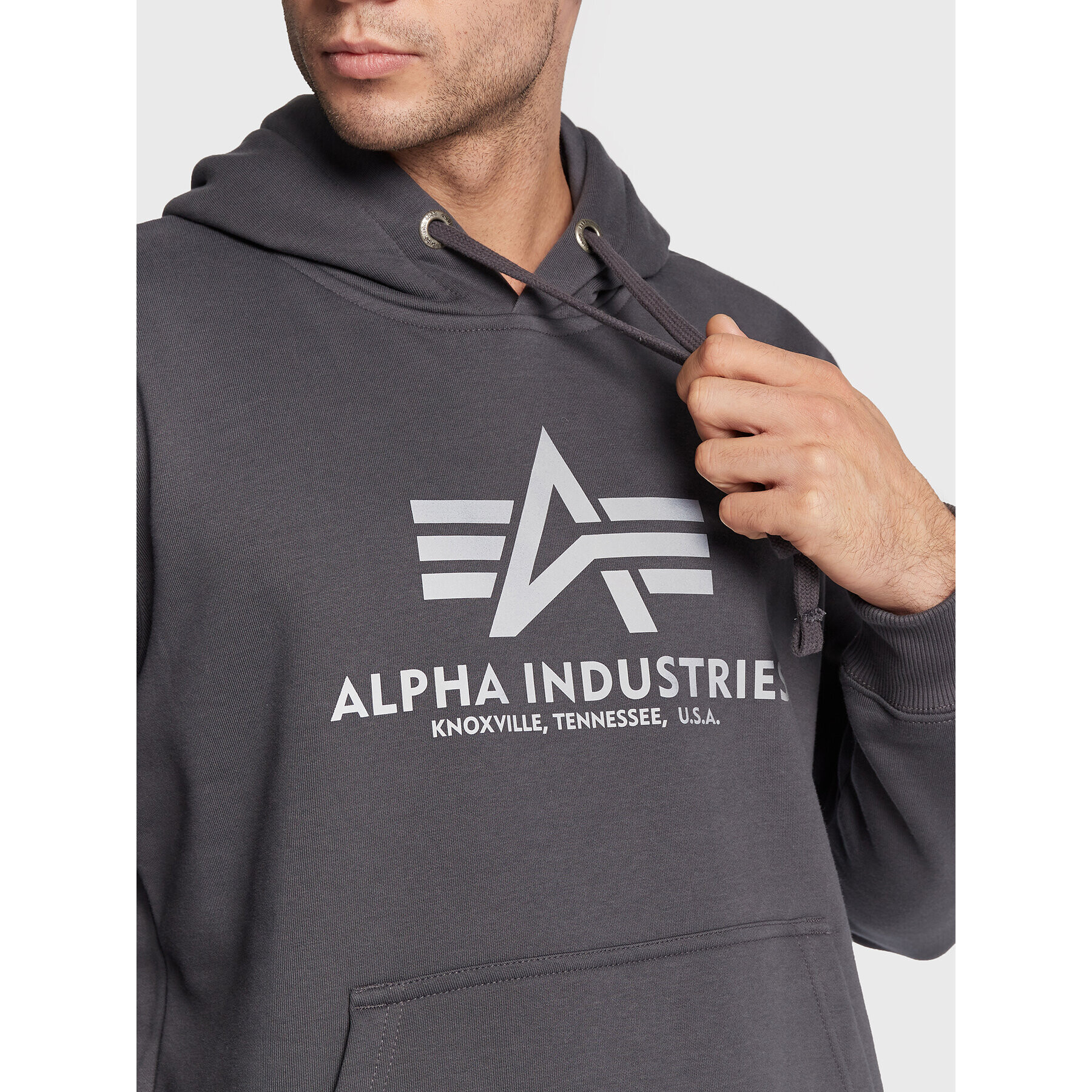 Alpha Industries Суитшърт Basic Reflective Print 178312RP Сив Regular Fit - Pepit.bg