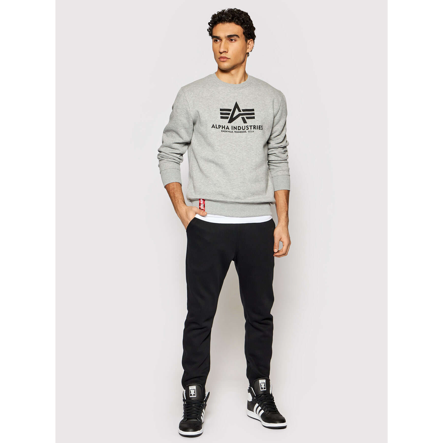 Alpha Industries Суитшърт Basic Sweater 178302 Сив Regular Fit - Pepit.bg