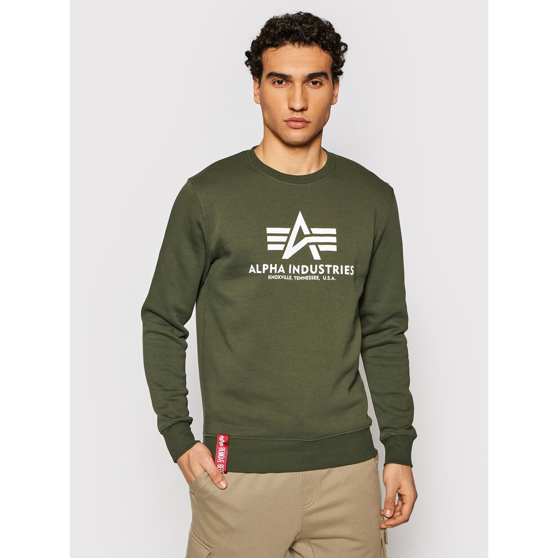 Alpha Industries Суитшърт Basic Sweater 178302 Зелен Regular Fit - Pepit.bg